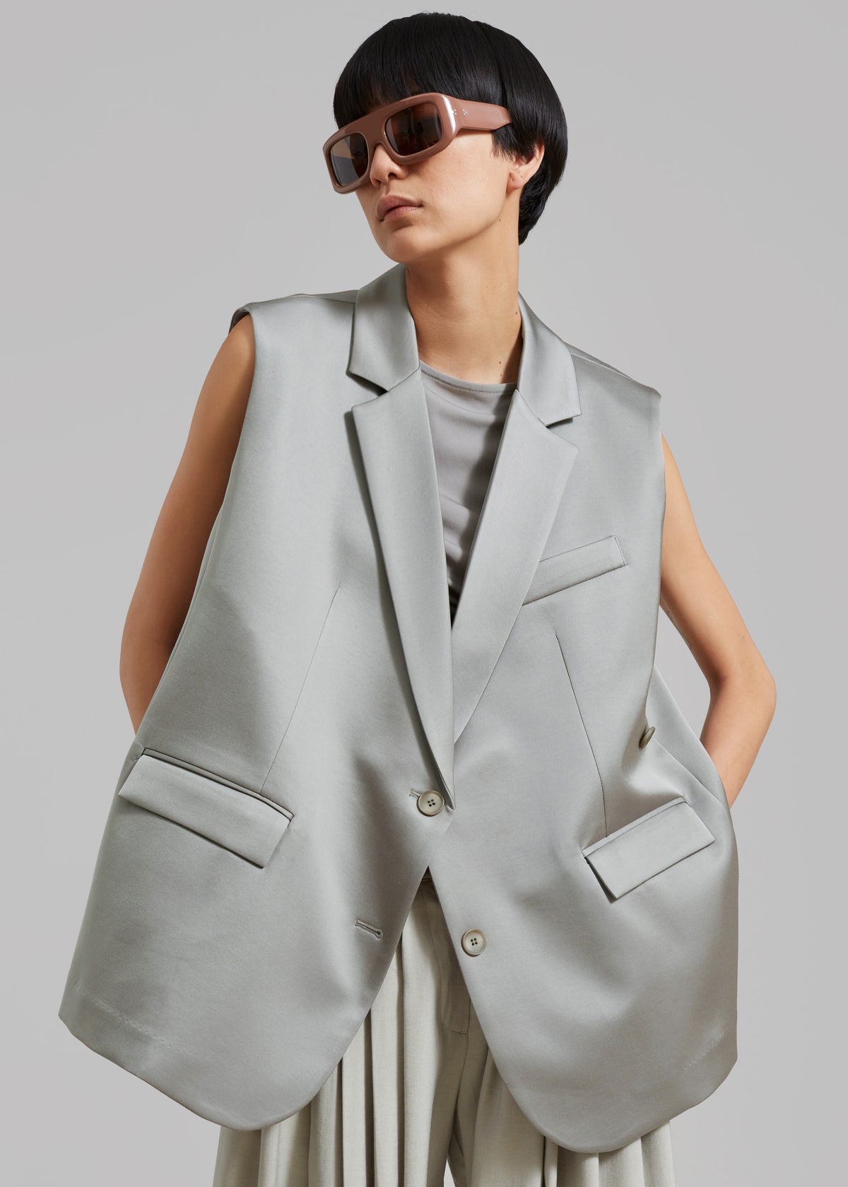 Everly Satin Vest - Eucalyptus - 2