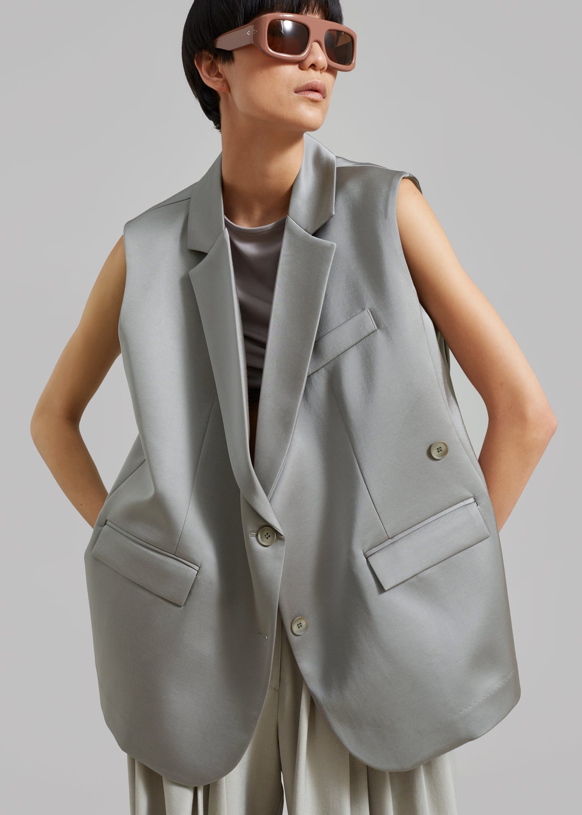 Everly Satin Vest - Eucalyptus - 5