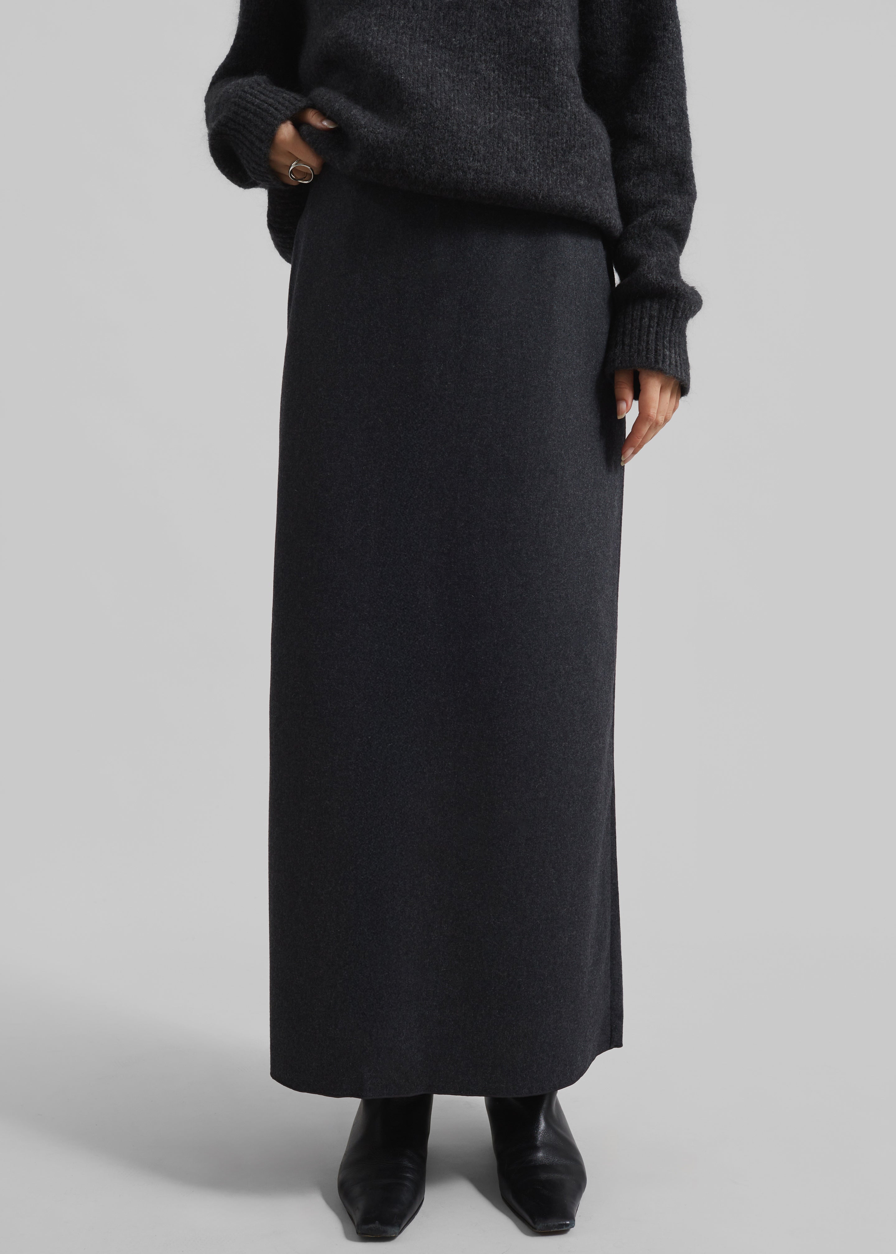 Evesham Wool Maxi Skirt - Charcoal - 4