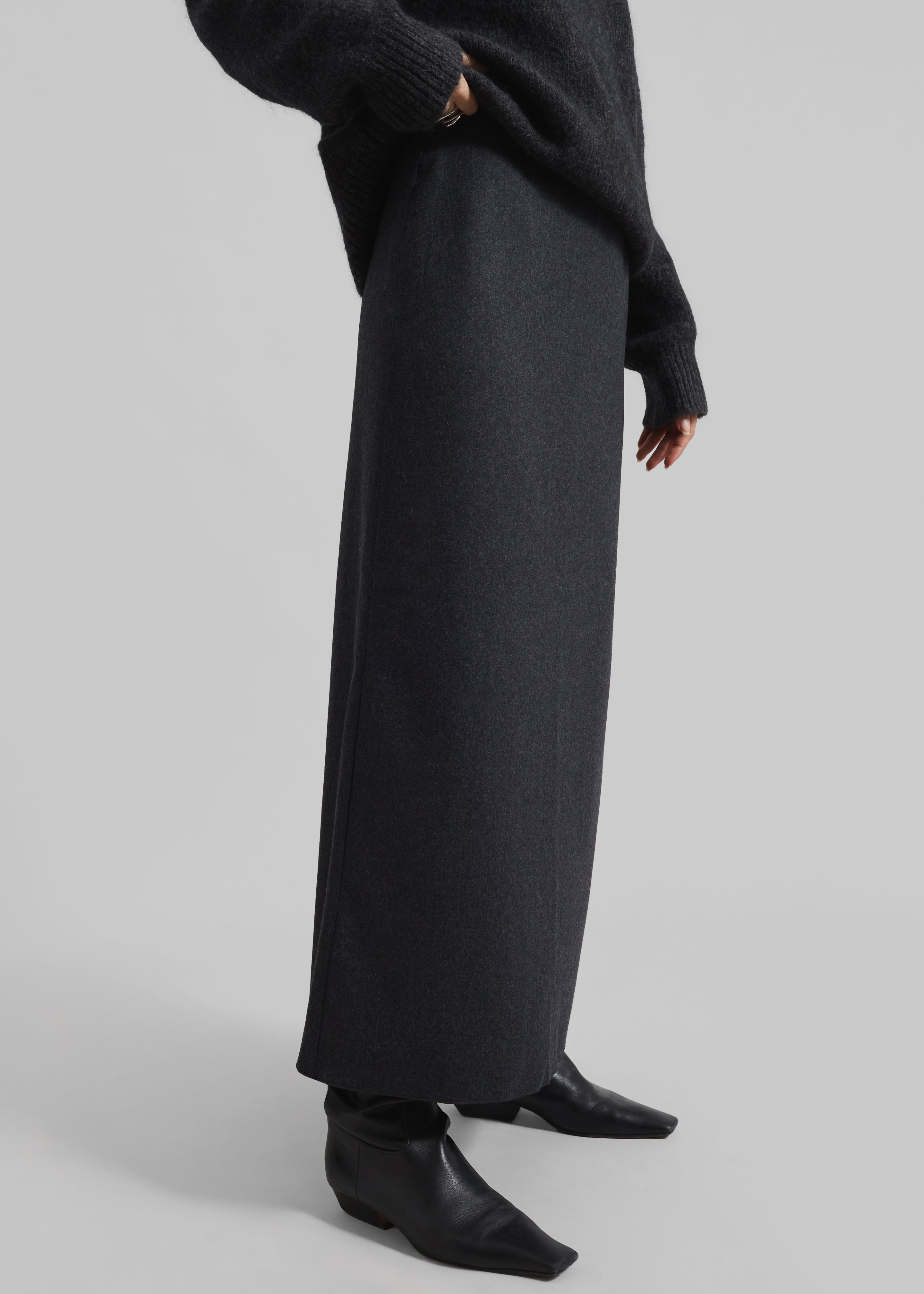 Evesham Wool Maxi Skirt - Charcoal - 2