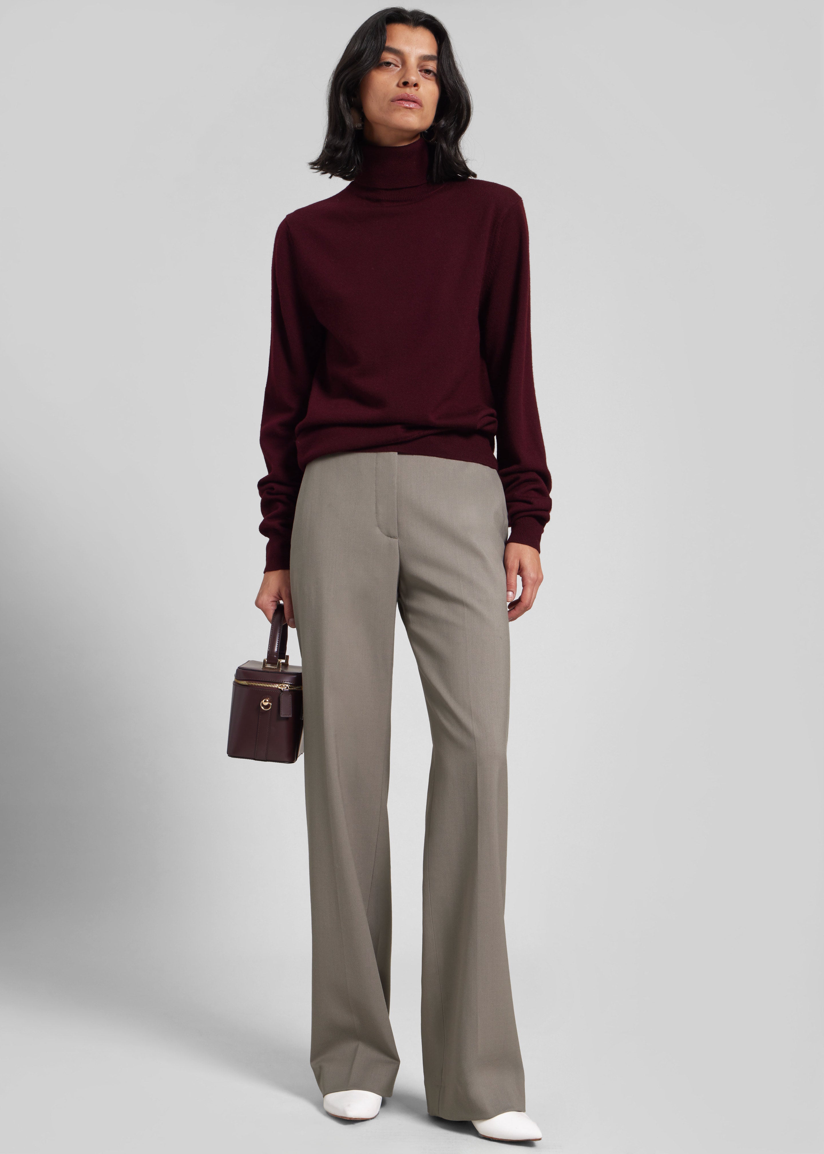 Eve Thin Turtleneck Sweater - Burgundy - 1