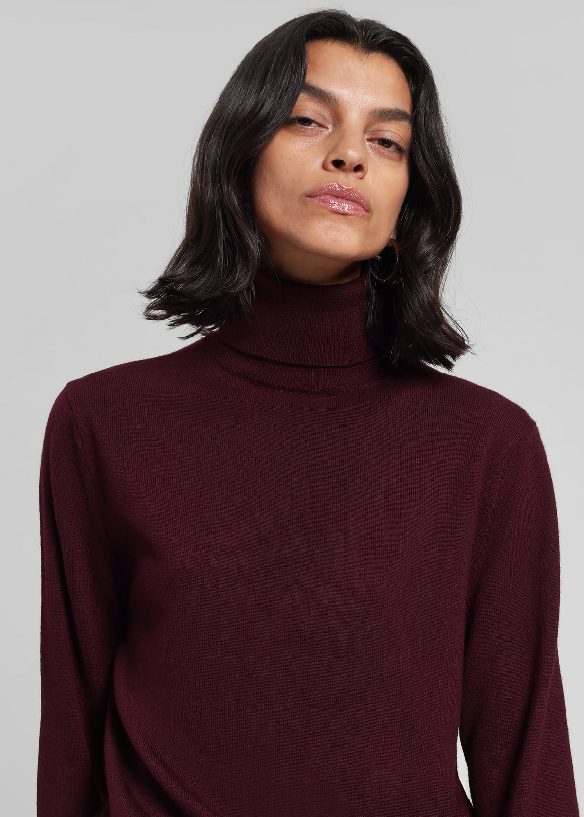 Eve Thin Turtleneck Sweater - Burgundy - 3
