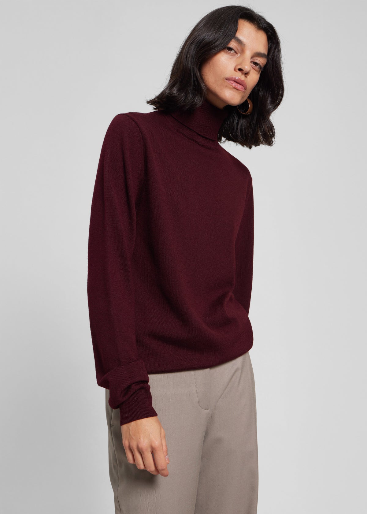 Eve Thin Turtleneck Sweater - Burgundy - 5