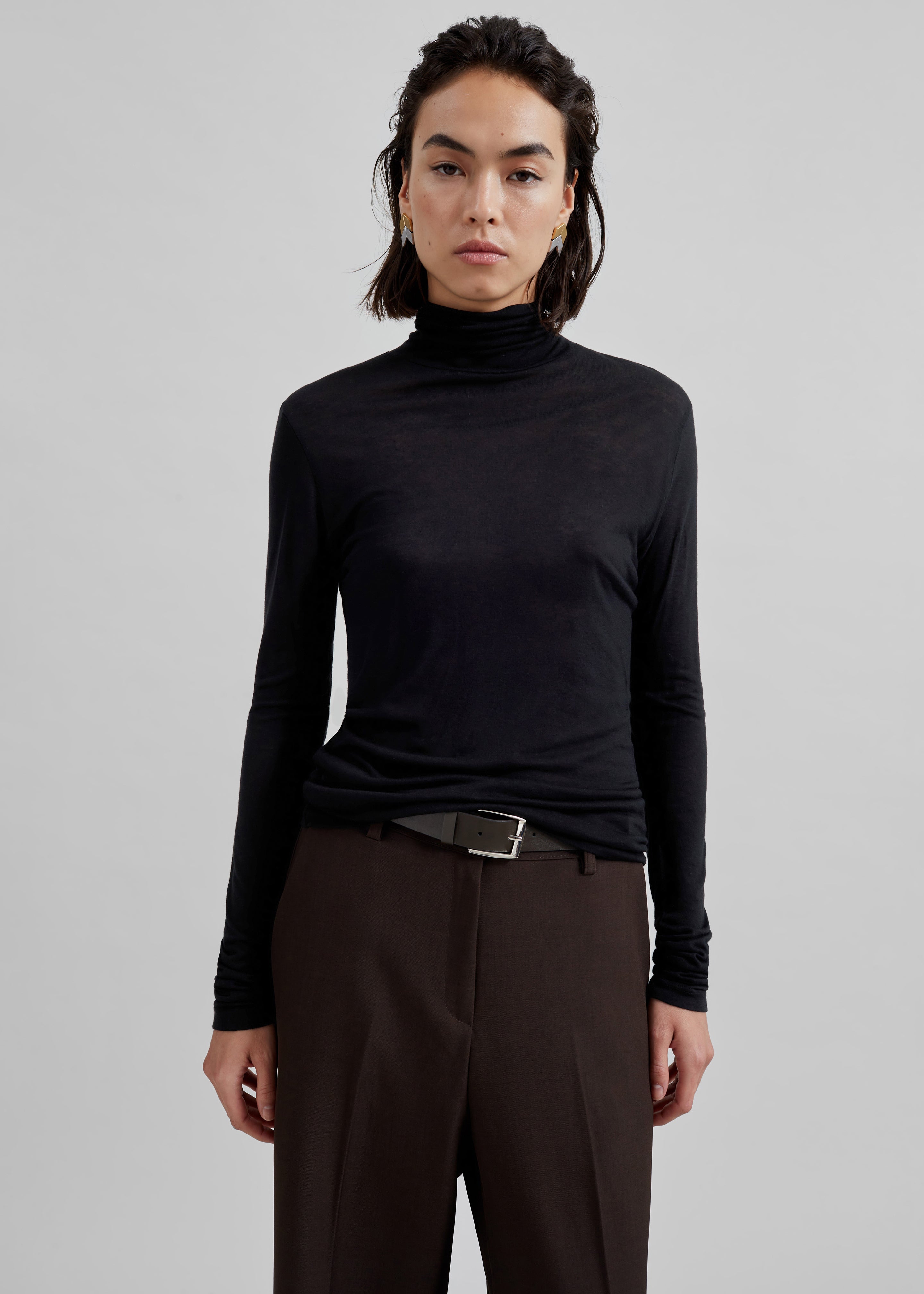 Evren Sheer Turtleneck - Black - 4