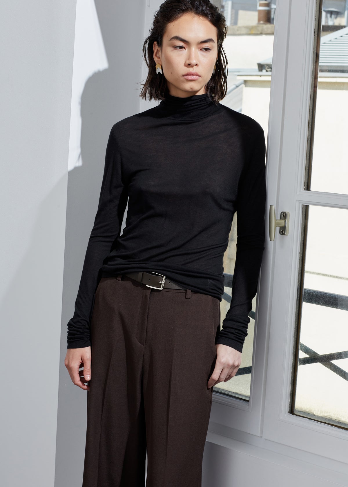 Evren Sheer Turtleneck - Black - 5