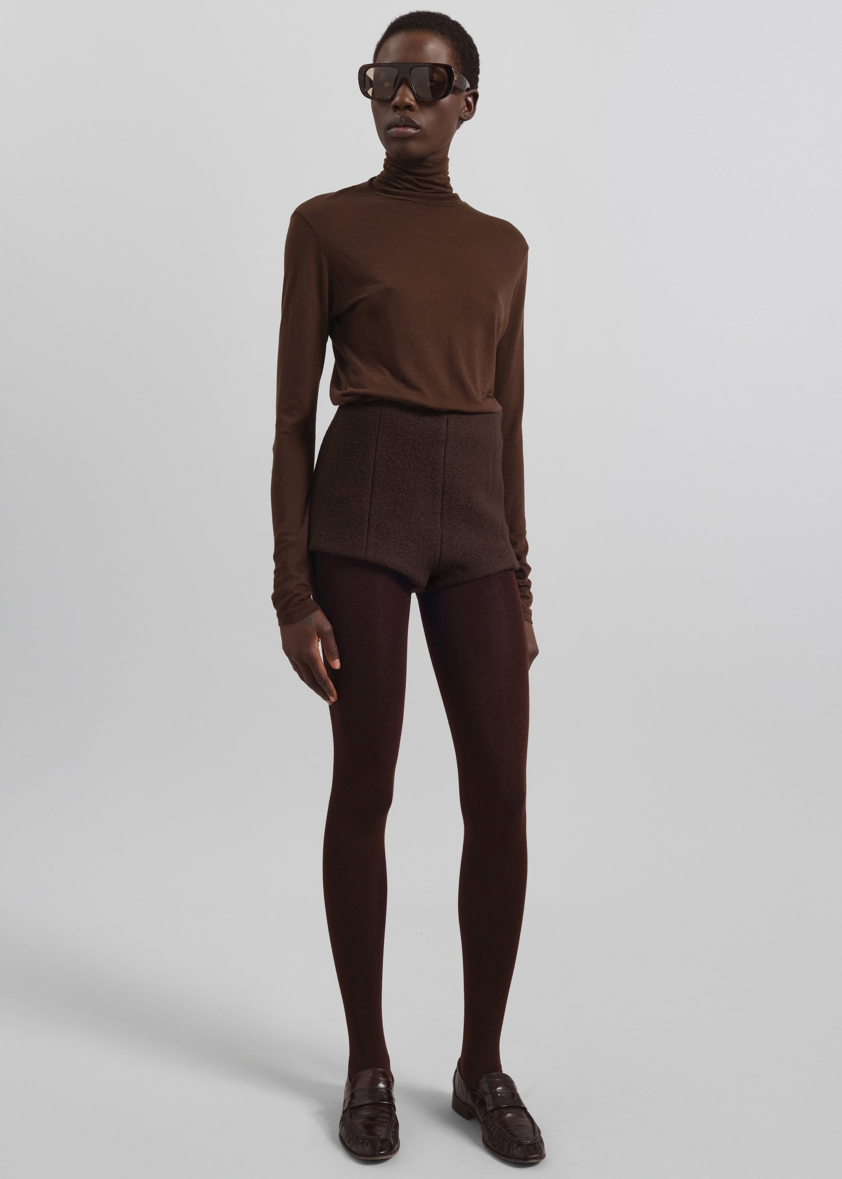 Evren Sheer Turtleneck - Brown - 3