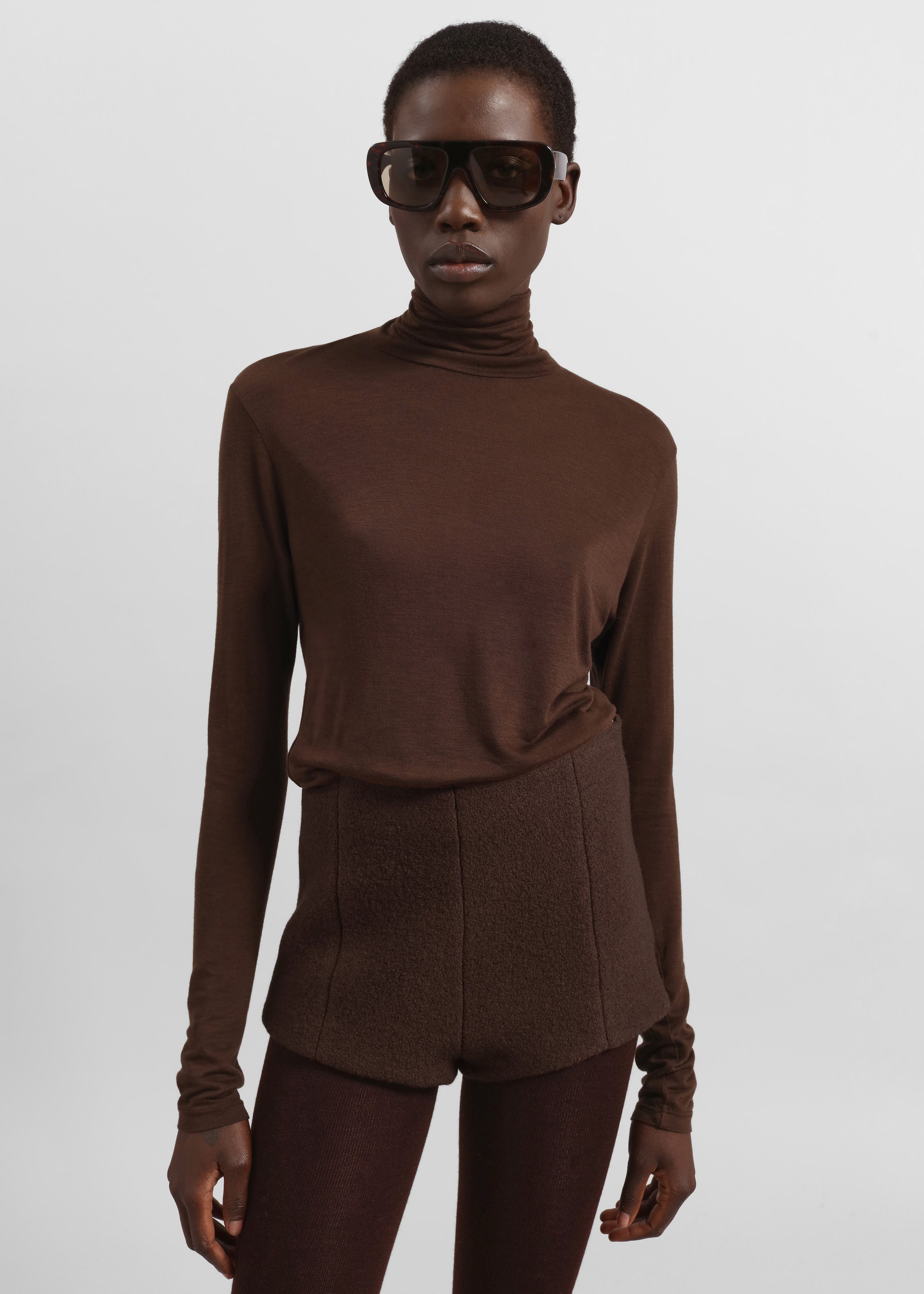 Evren Sheer Turtleneck - Brown – The Frankie Shop