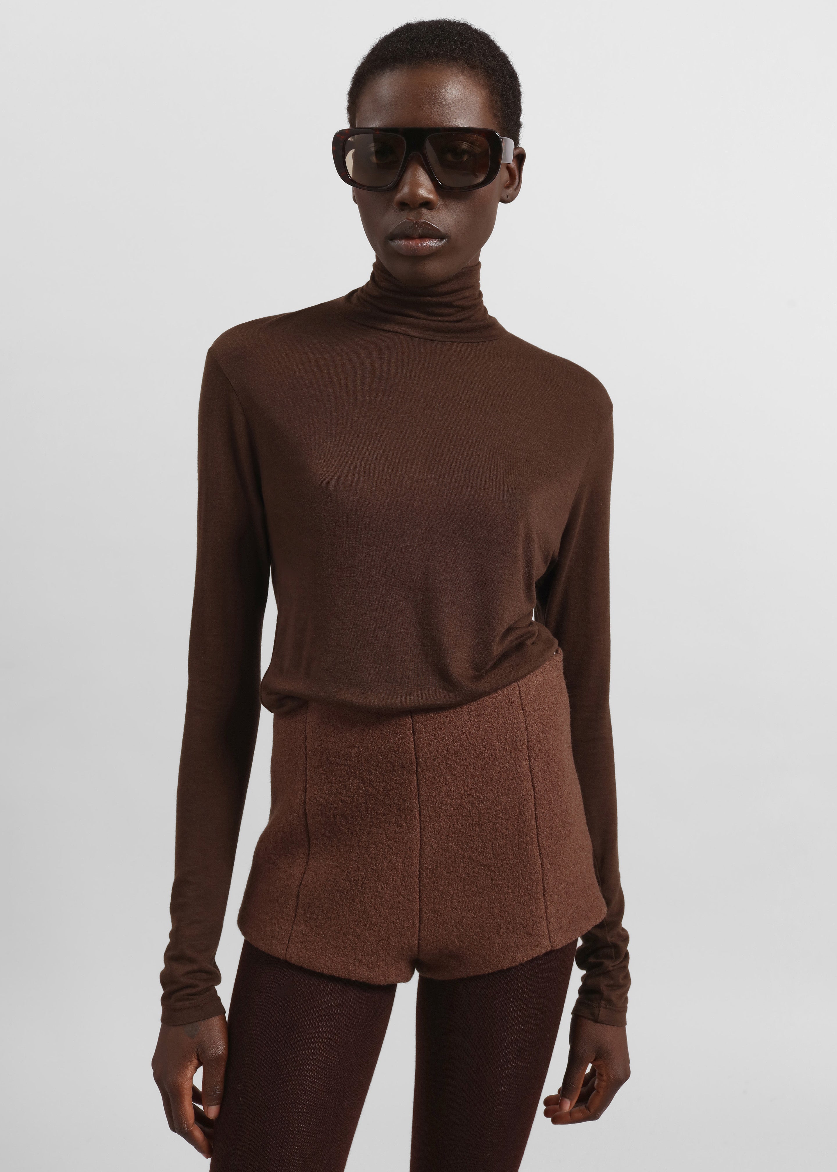 Evren Sheer Turtleneck - Brown – The Frankie Shop