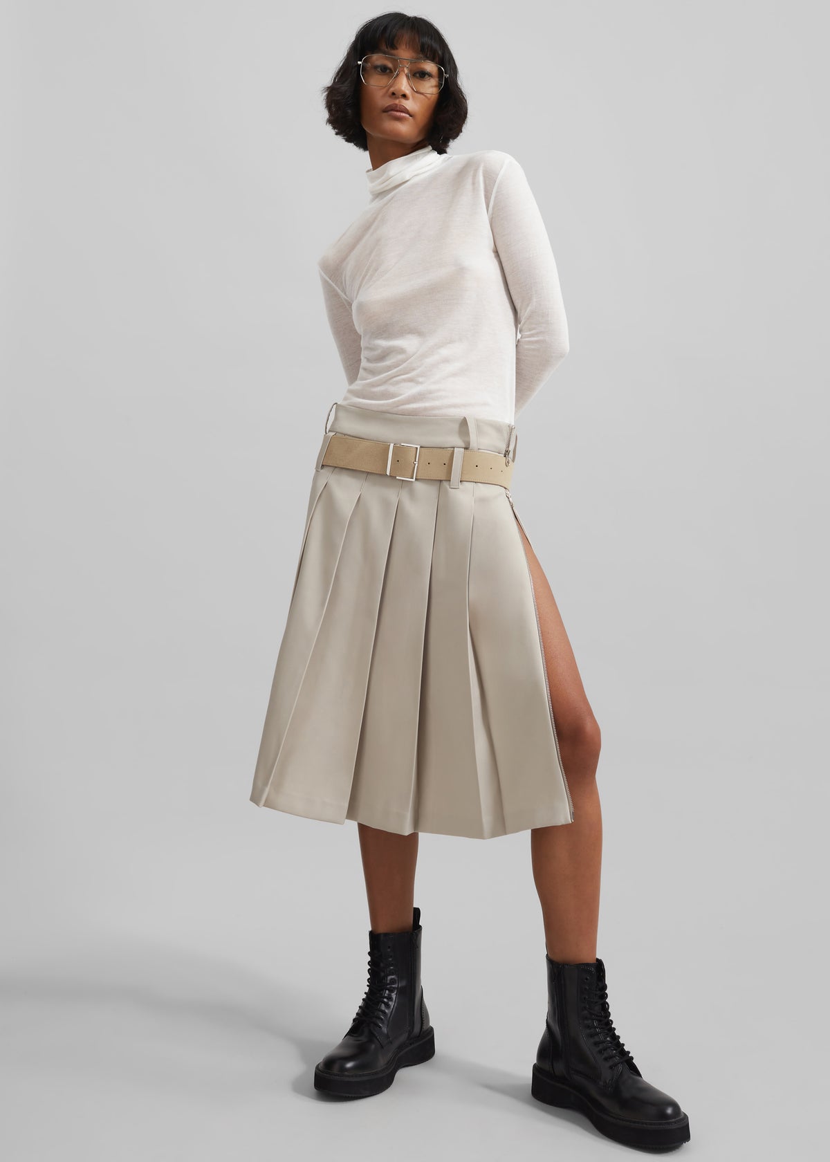 Evren Sheer Turtleneck - White - 4