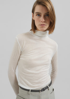 Evren Sheer Turtleneck - White