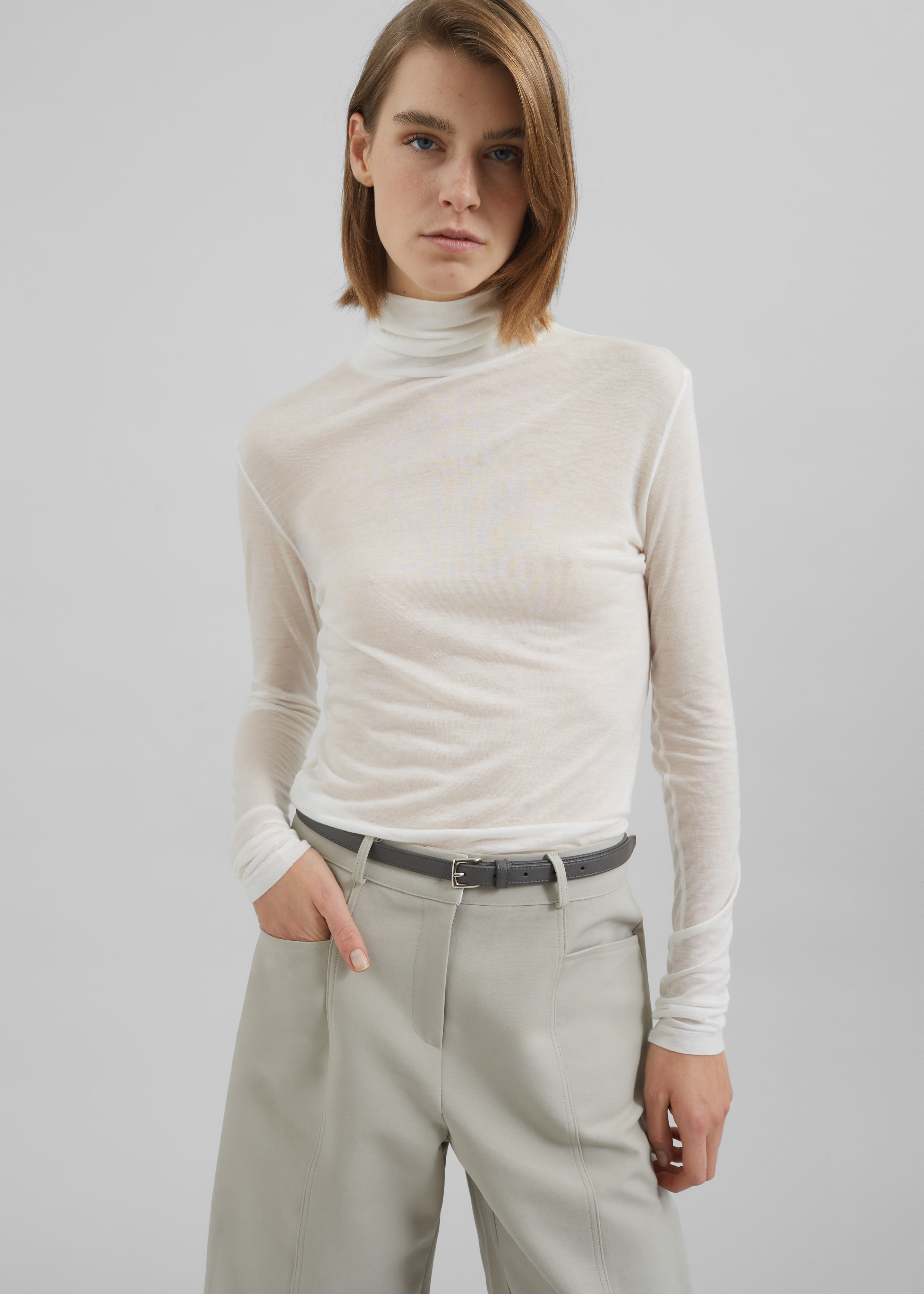 Evren Sheer Turtleneck - White - 3