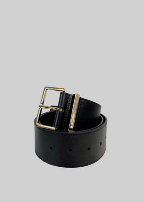 Evro Leather Belt - Black/Gold