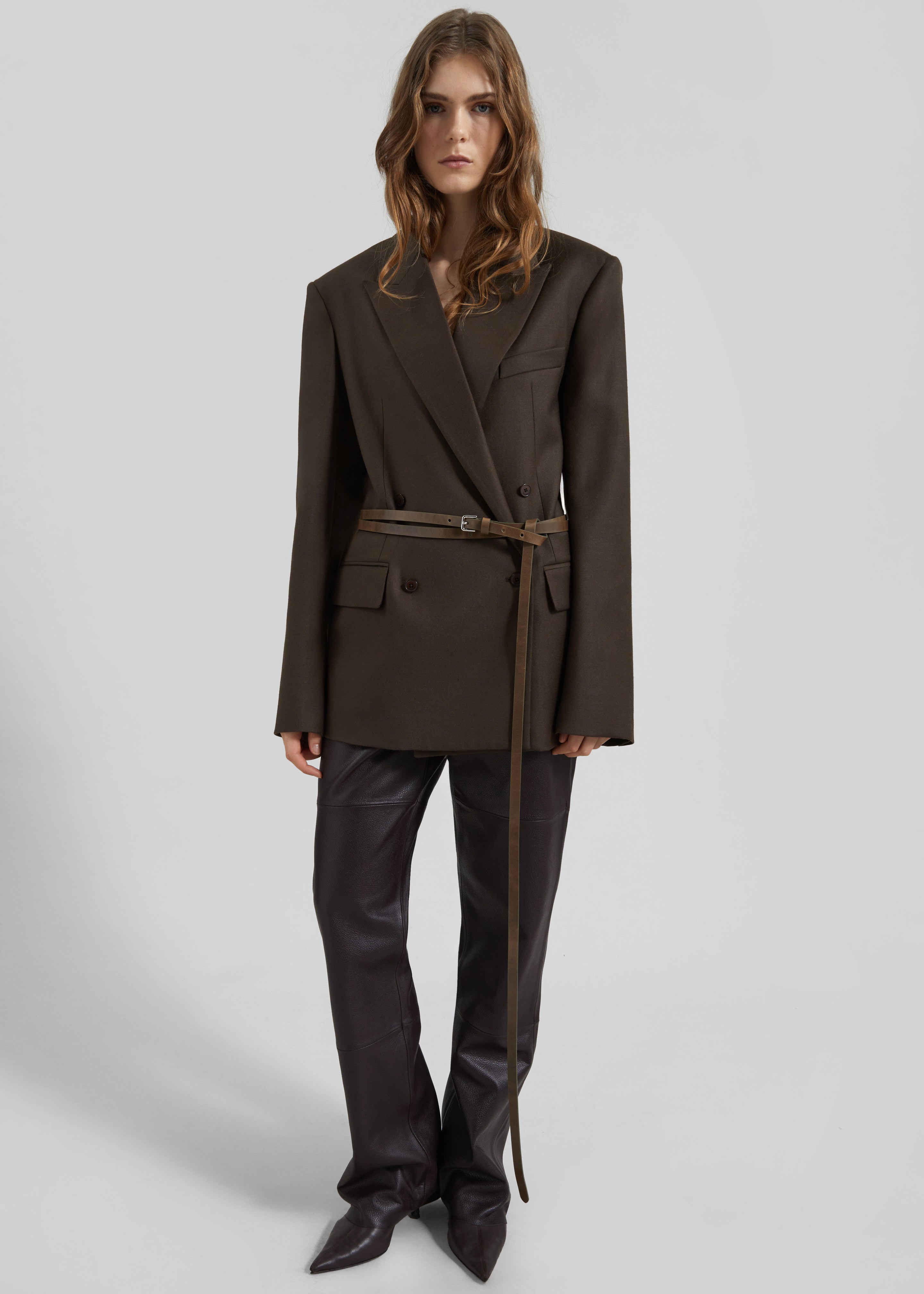 Eyam Leather Belt - Olive - 2