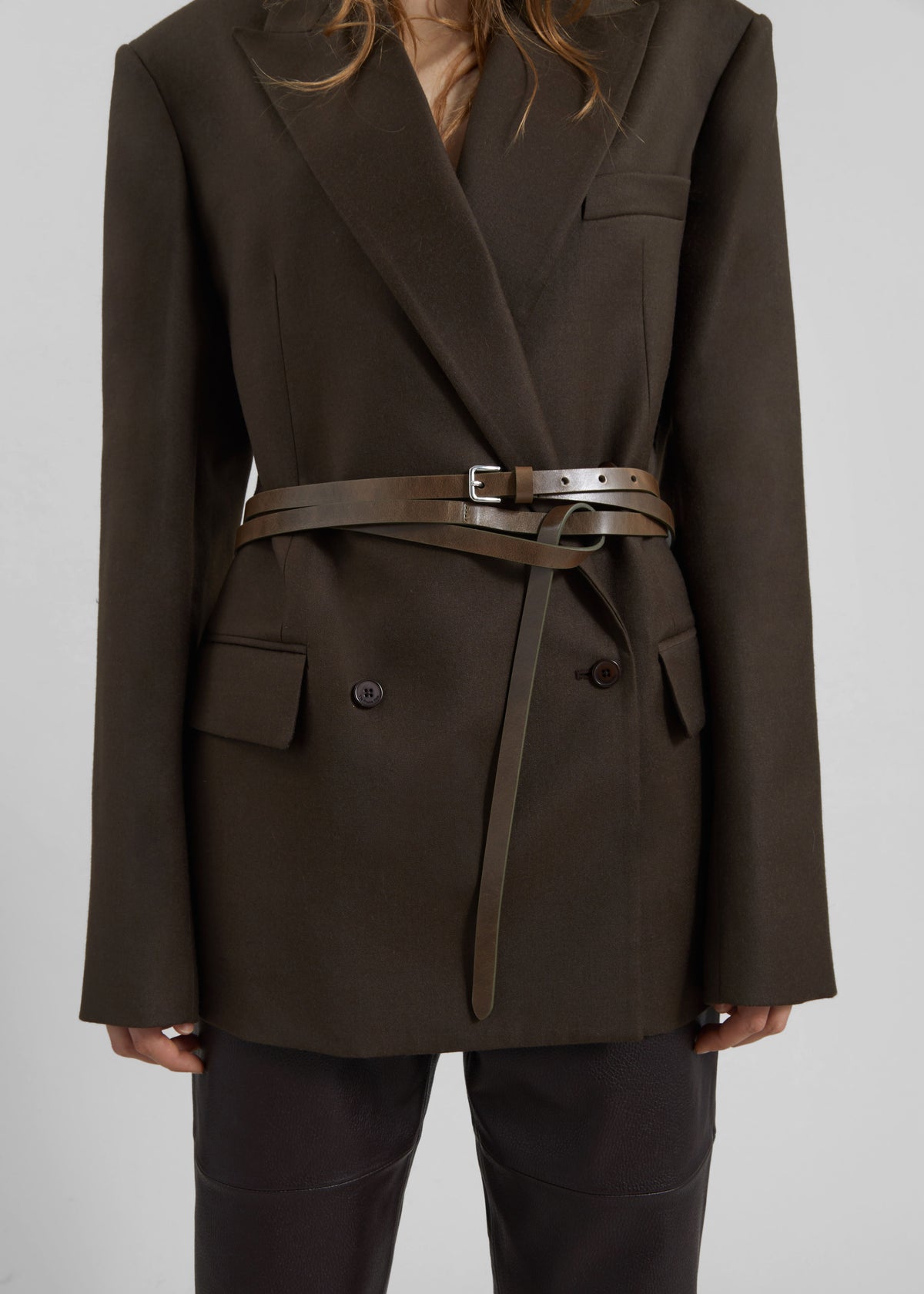 Eyam Leather Belt - Olive - 3