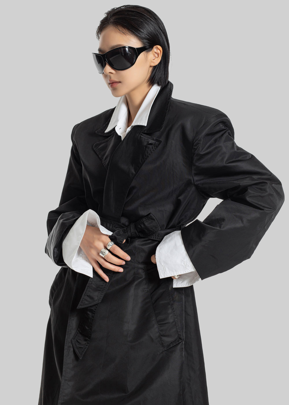 Eymi Technical Trench Coat - Black - 1