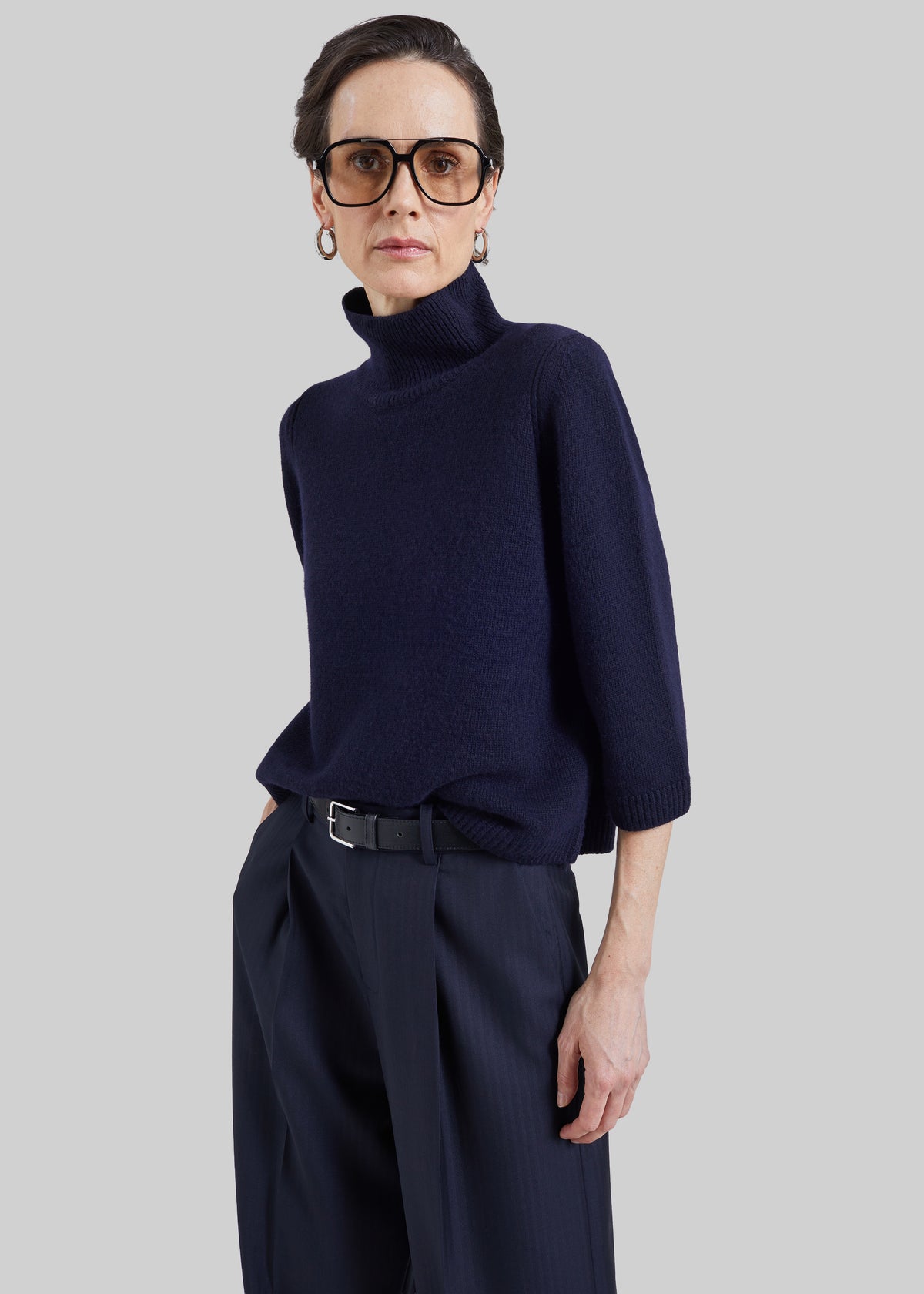 Ezy Merino Wool Mockneck Sweater - Navy