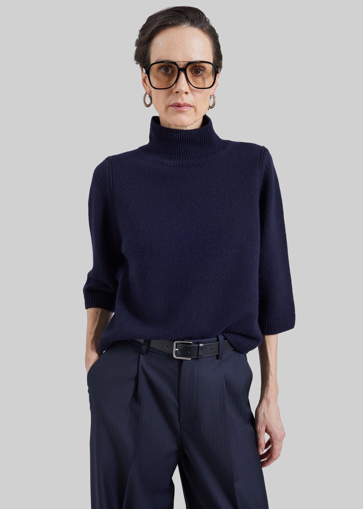 Ezy Merino Wool Mockneck Sweater - Navy