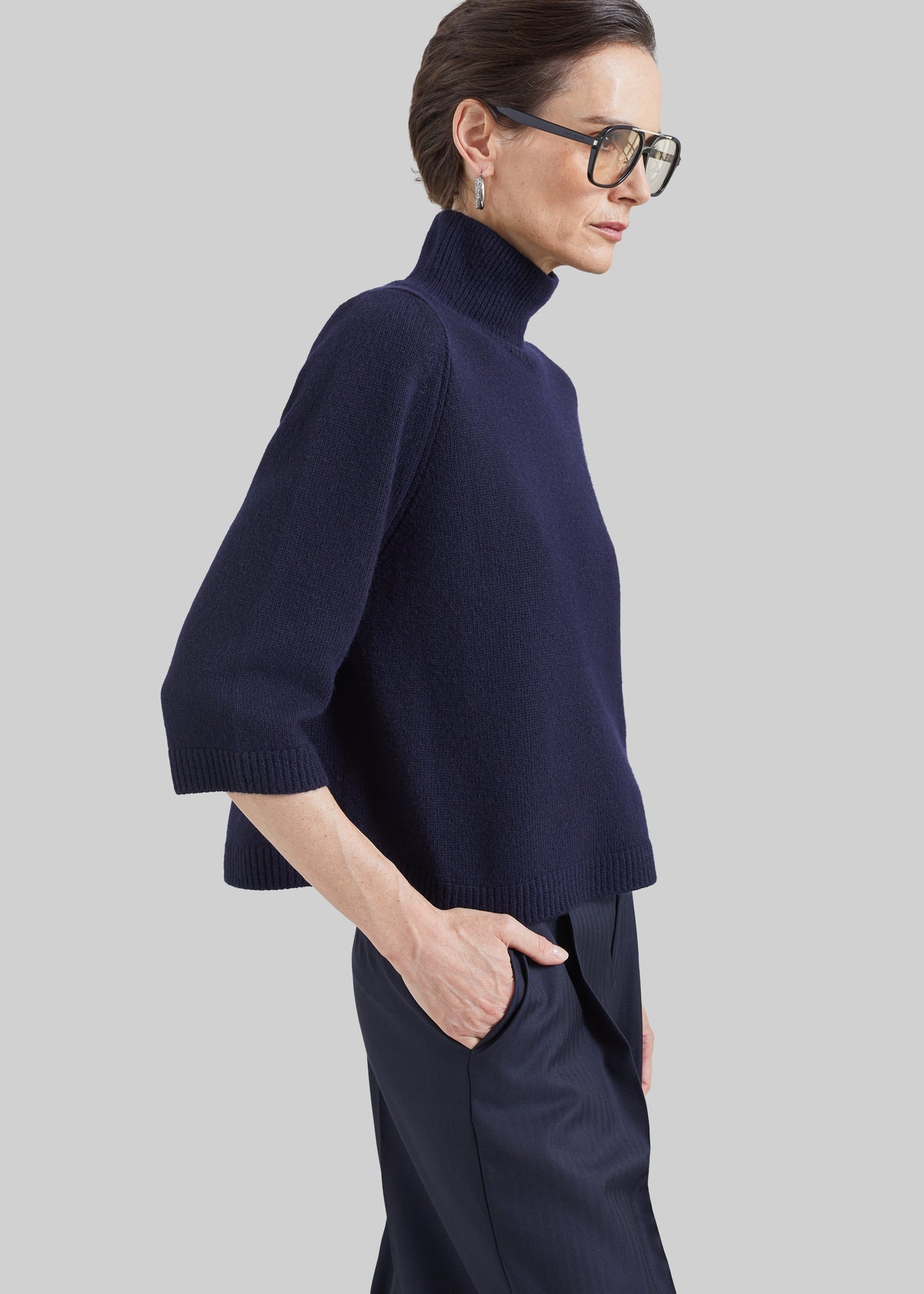 Ezy Merino Wool Mockneck Sweater - Navy