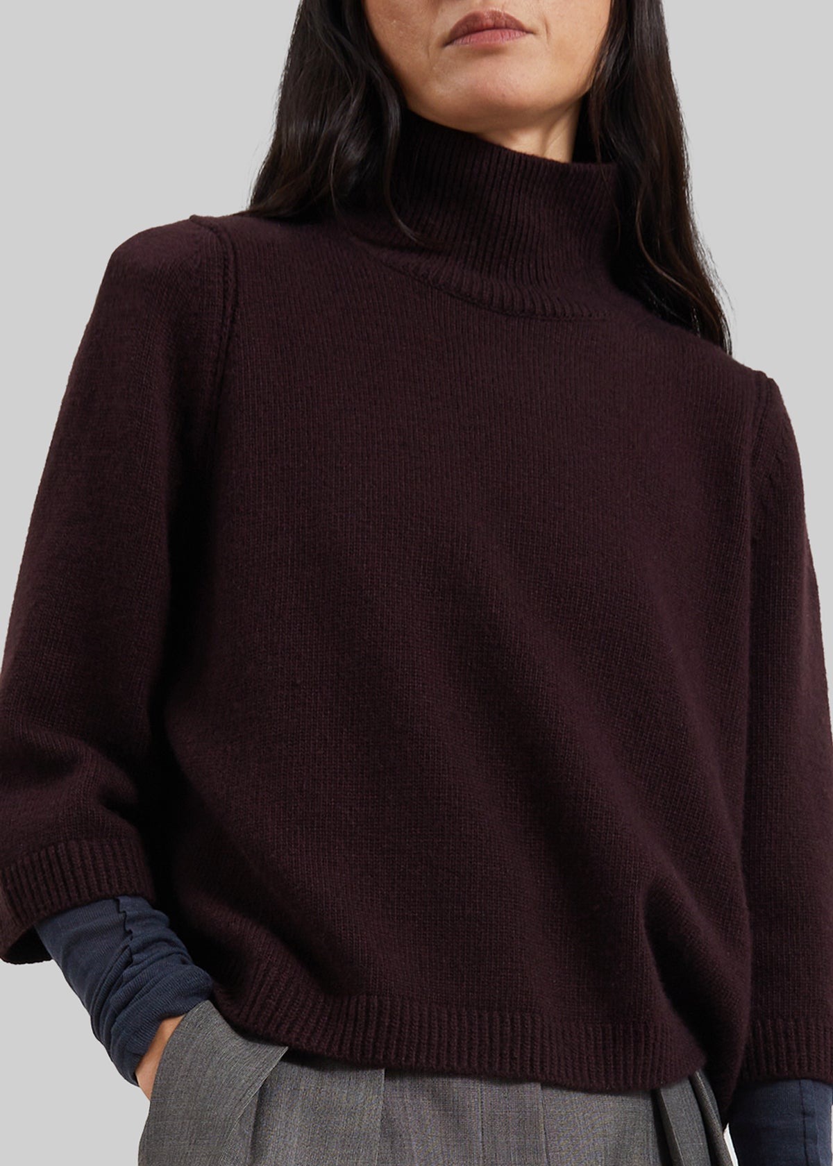 Ezy Merino Wool Mockneck Sweater - Burgundy