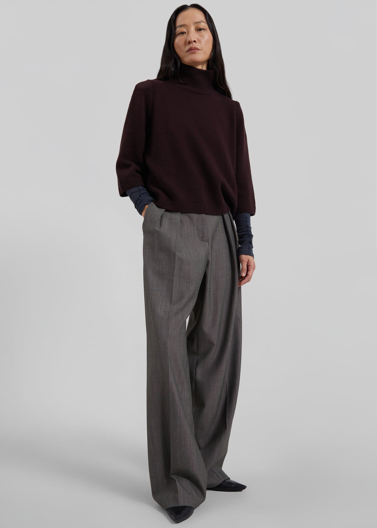 Ezy Merino Wool Mockneck Sweater - Burgundy