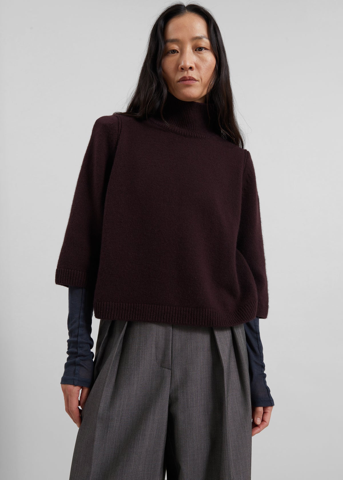 Ezy Merino Wool Mockneck Sweater - Burgundy