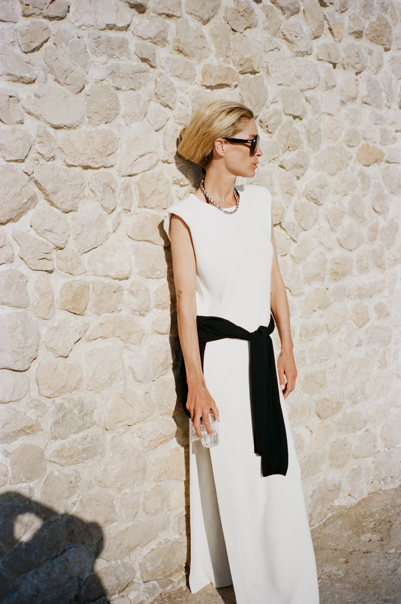 Erin Wasson wearing the Wren Sleeveless knit dress. Photographed by Diane Bartlett in Marseille.