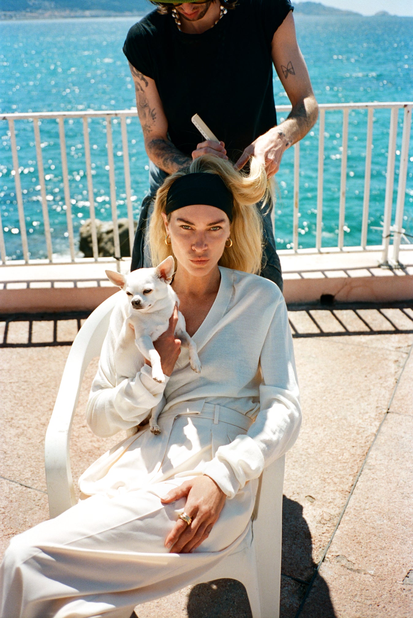 Erin Wasson captured by Diana Bartlett in Marseille wearing The Frankie Shop. 