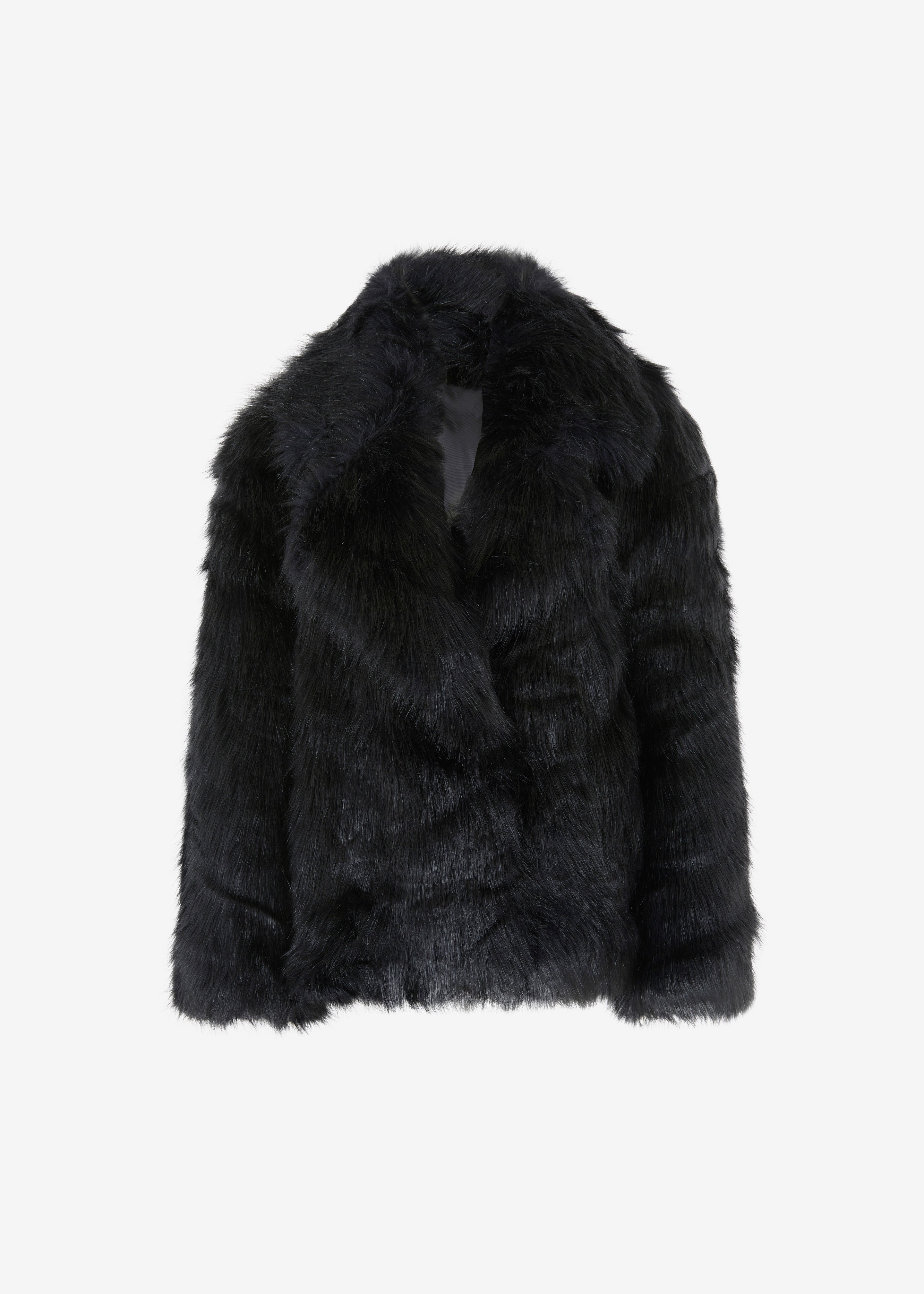 Short black hotsell fluffy jacket