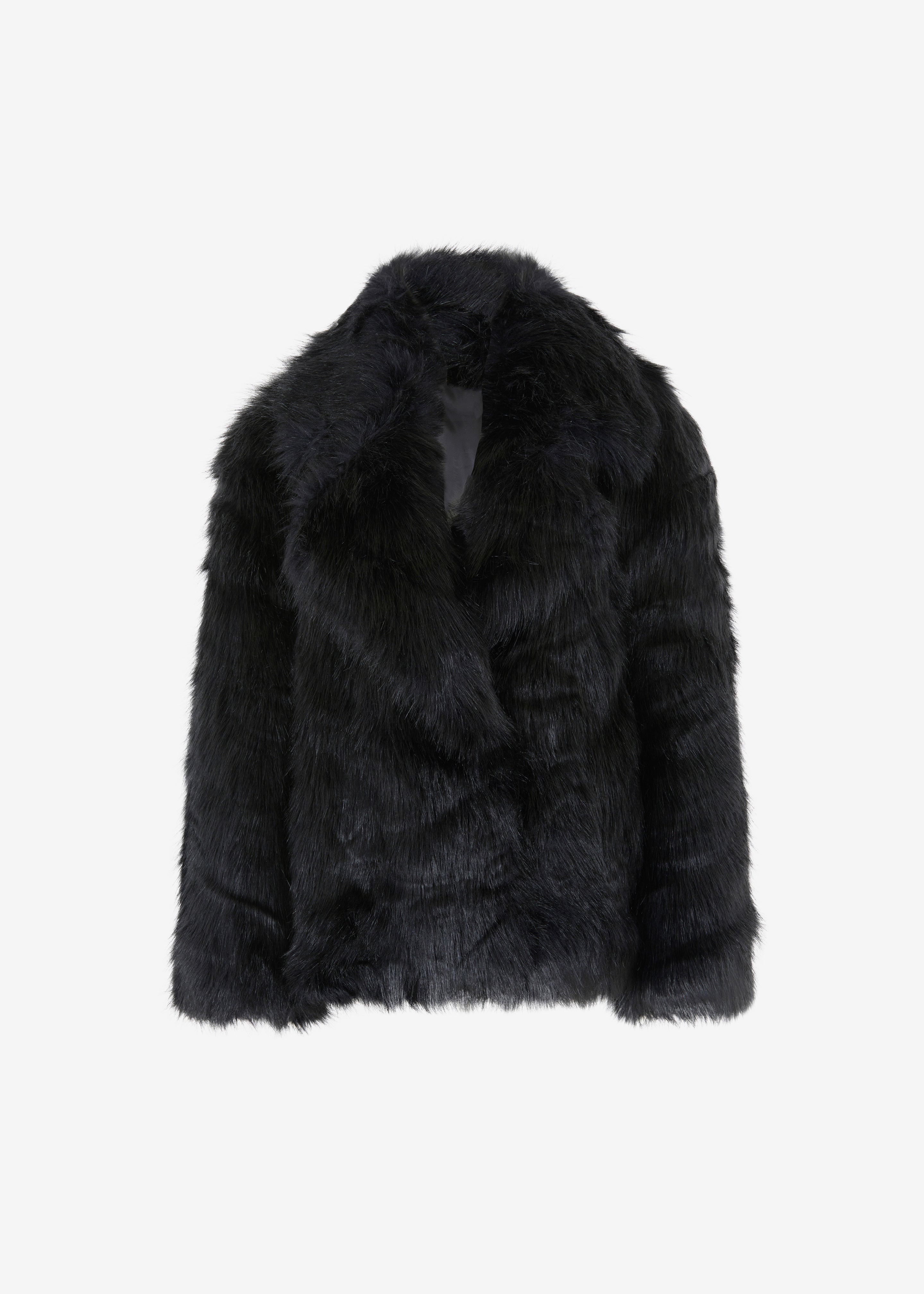 Fallon Short Faux Fur Coat - Black - 10