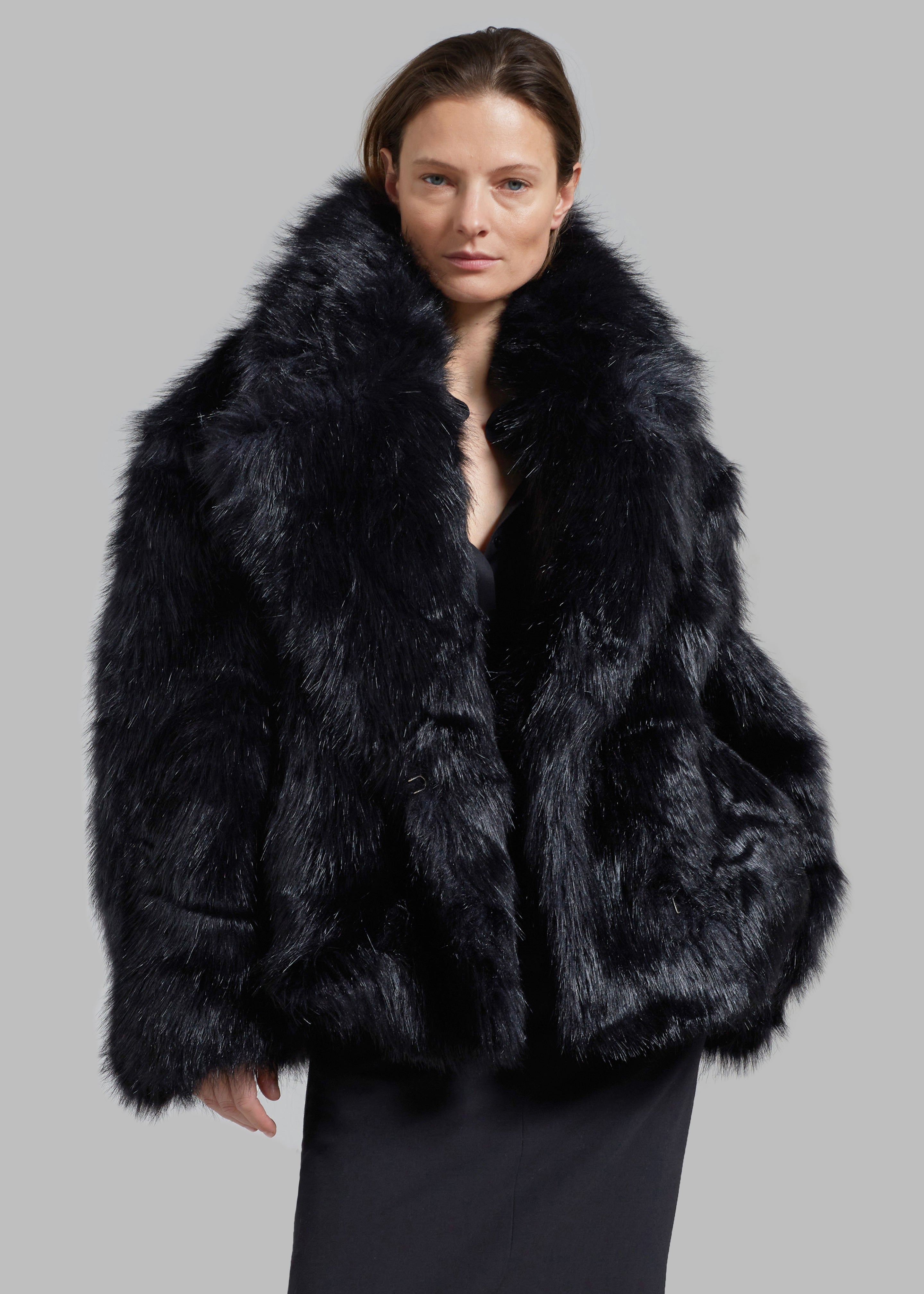 Fallon Short Faux Fur Coat - Black - 2