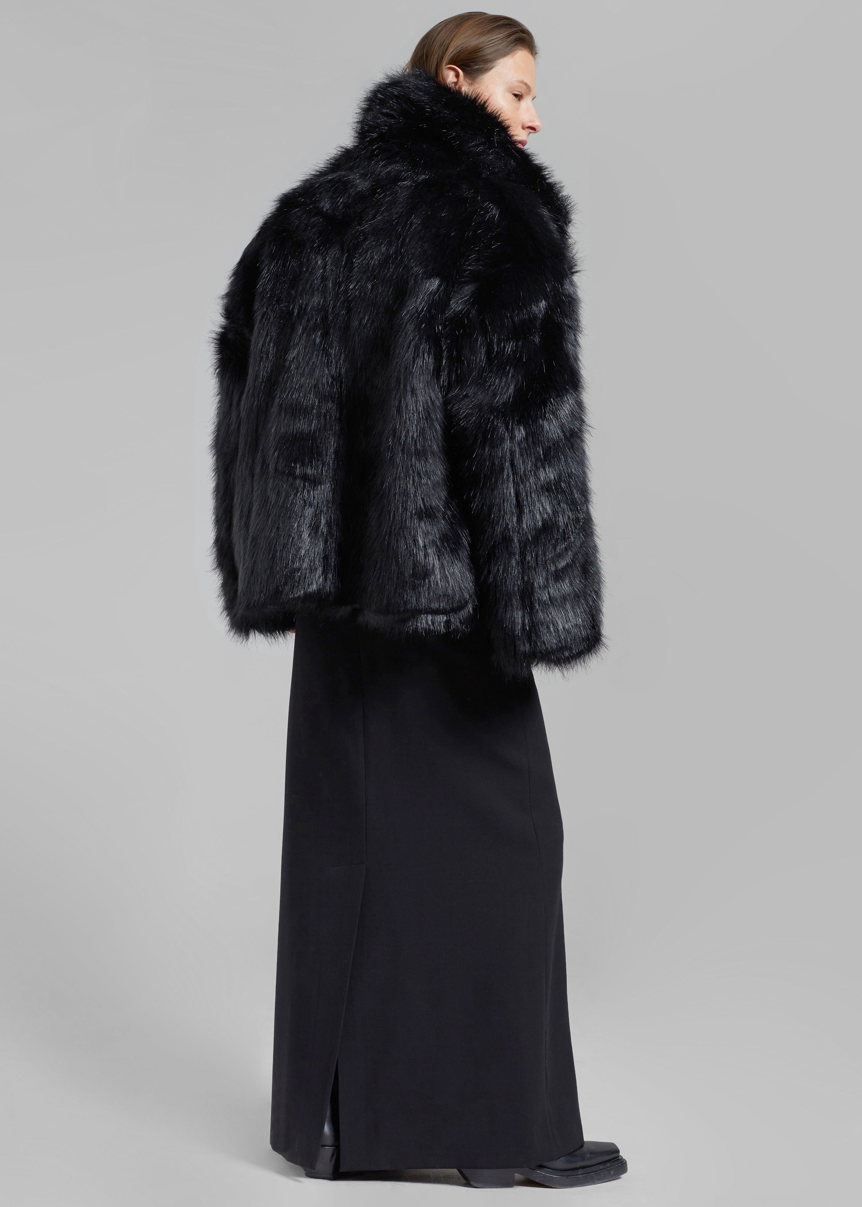 Faux fur coat long hot sale black