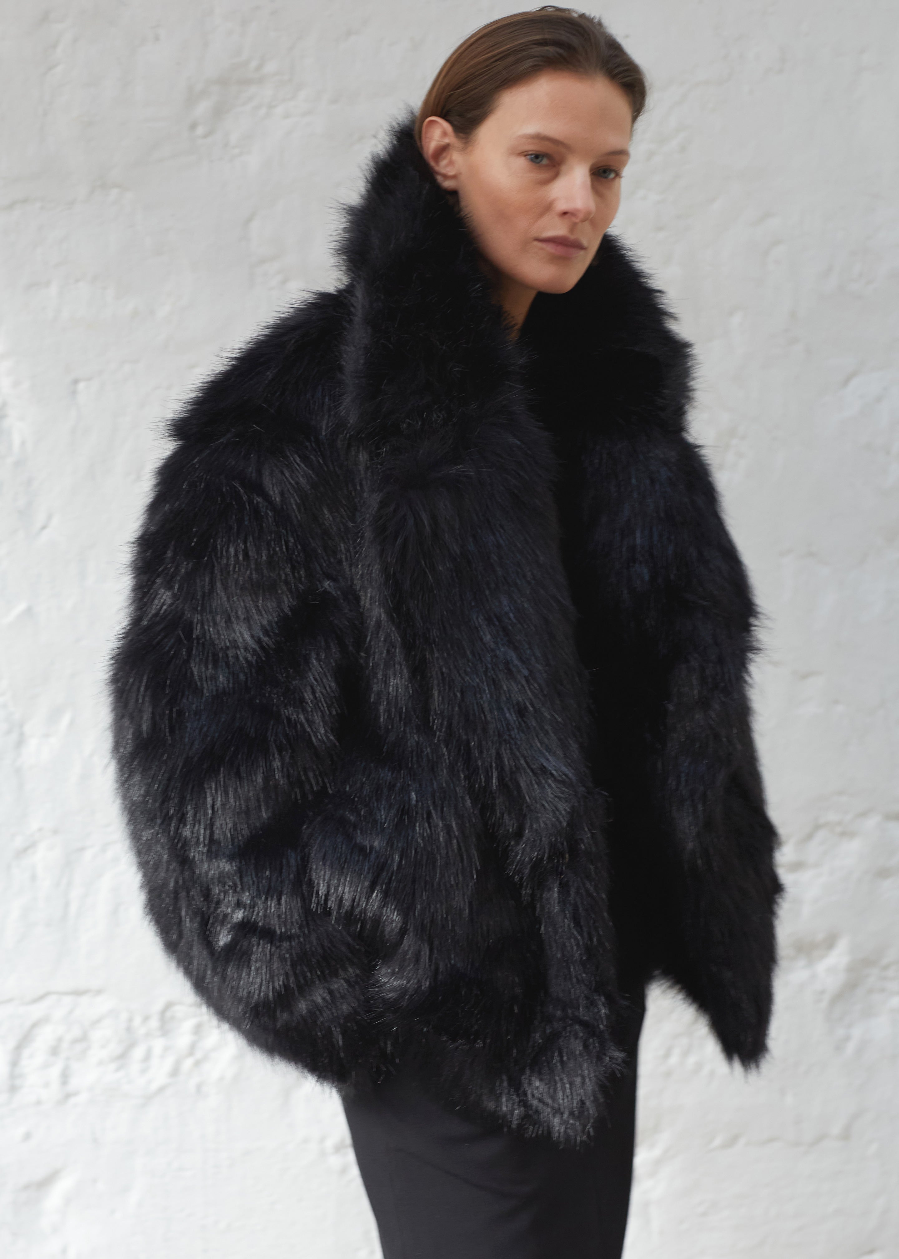 Fallon Short Faux Fur Coat - Black - 7