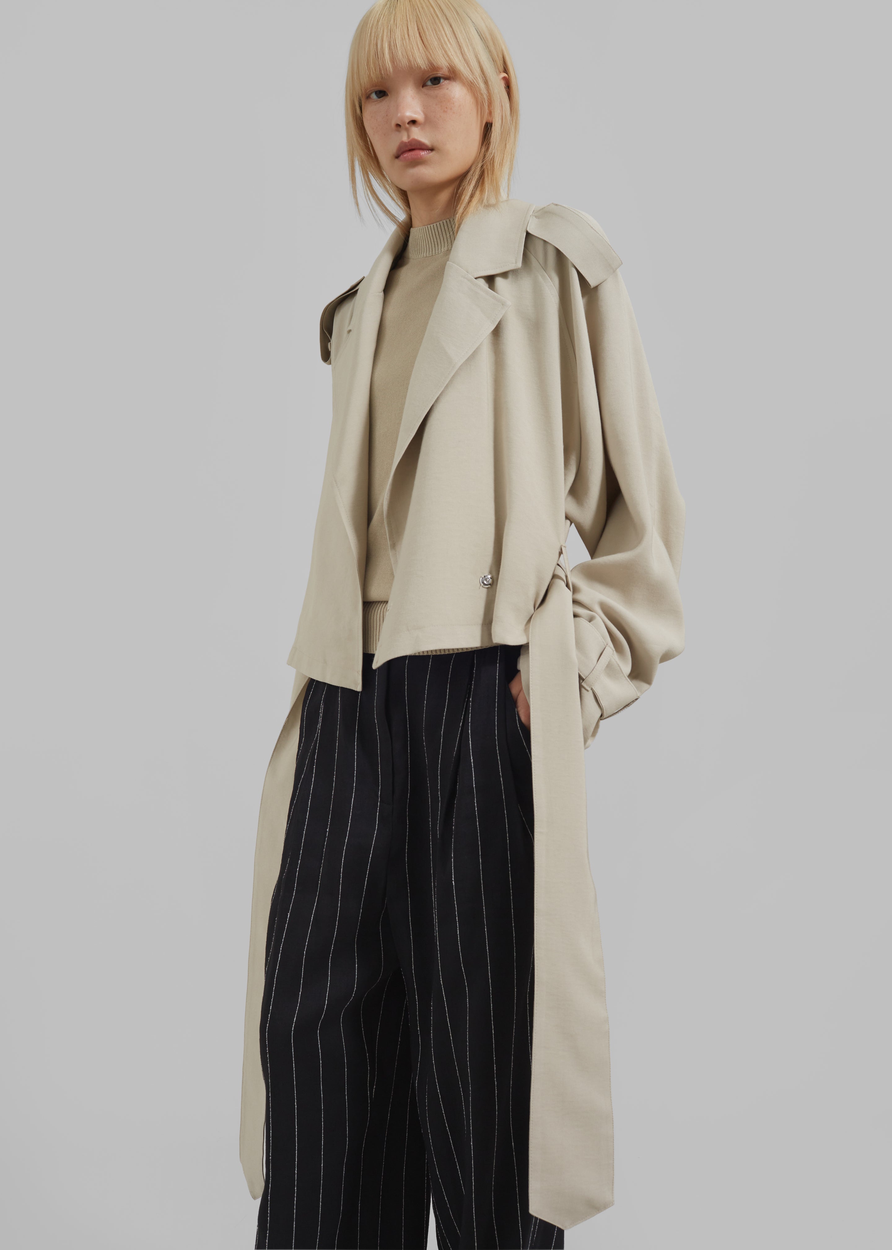 Faven Cropped Trench - Beige - 6