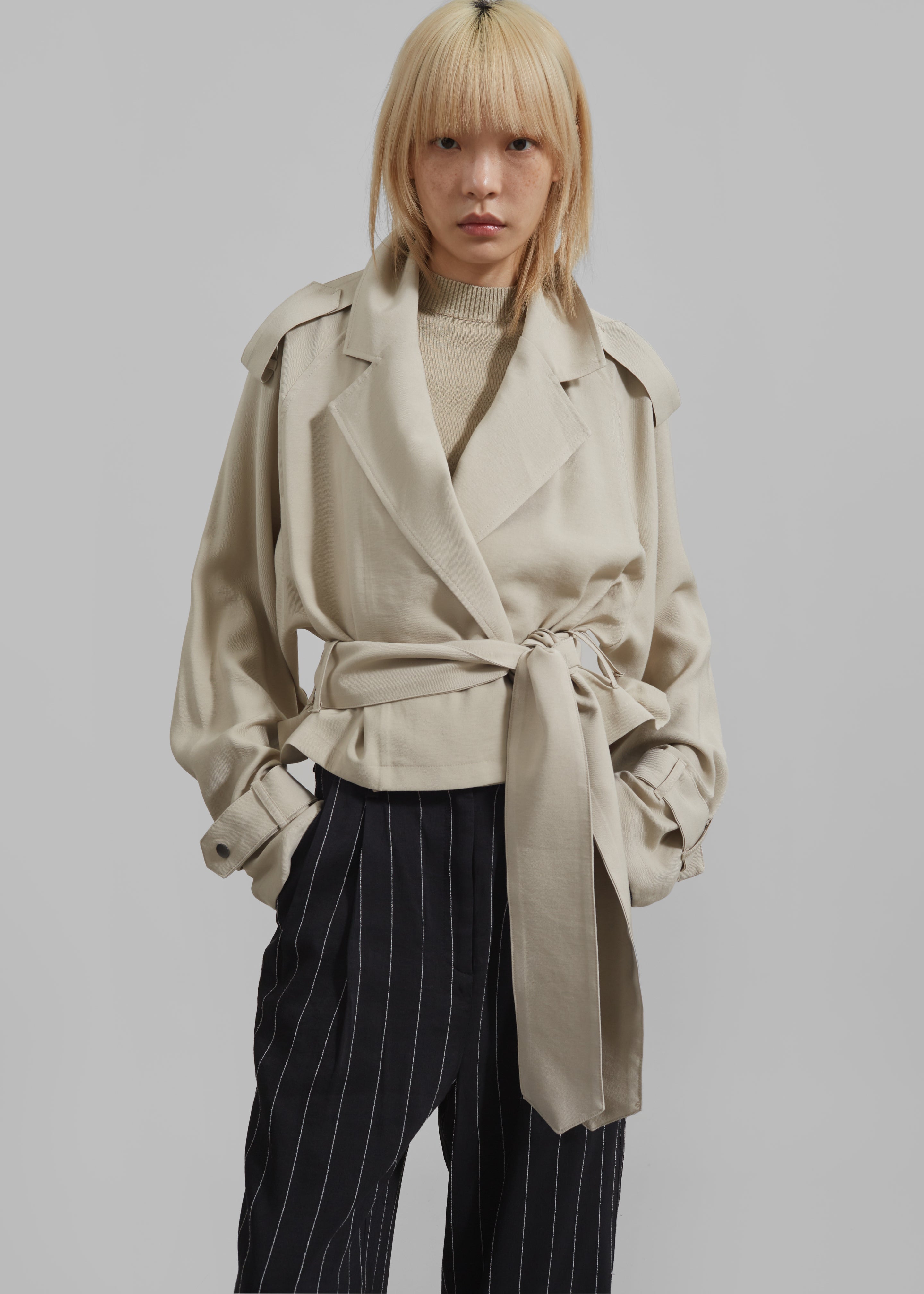 Faven Cropped Trench - Beige - 1