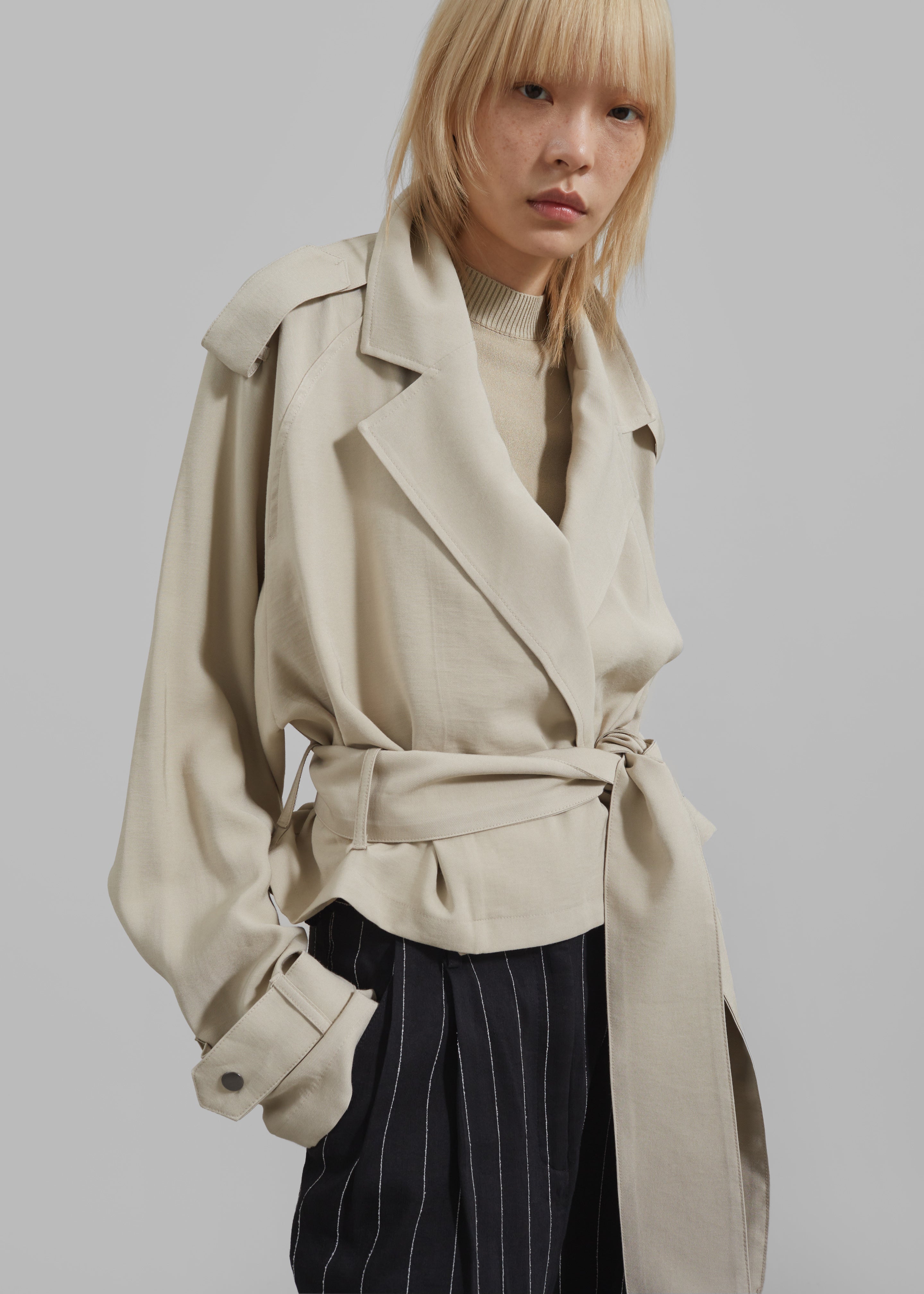 Faven Cropped Trench - Beige - 3