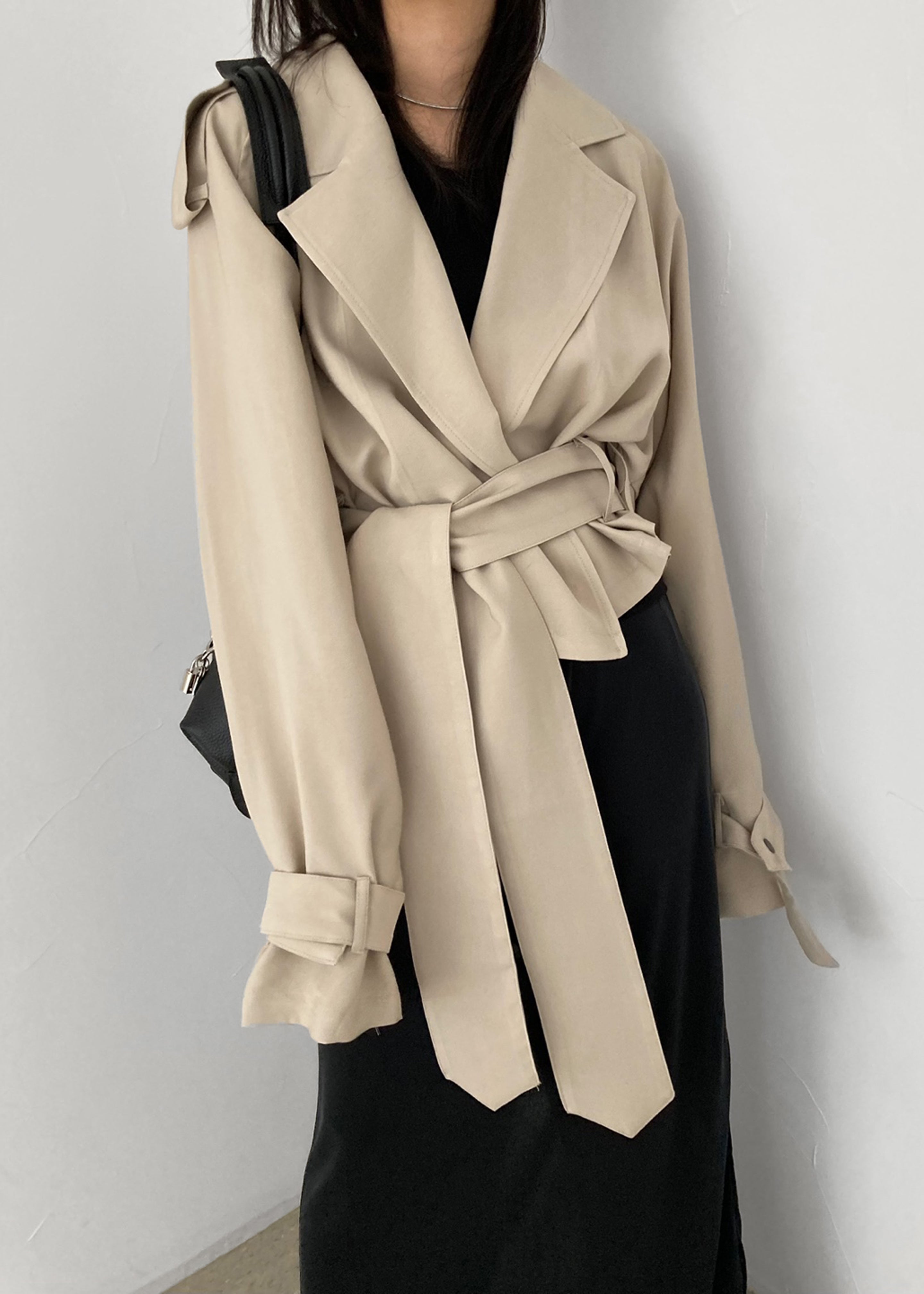 Faven Cropped Trench - Beige - 8