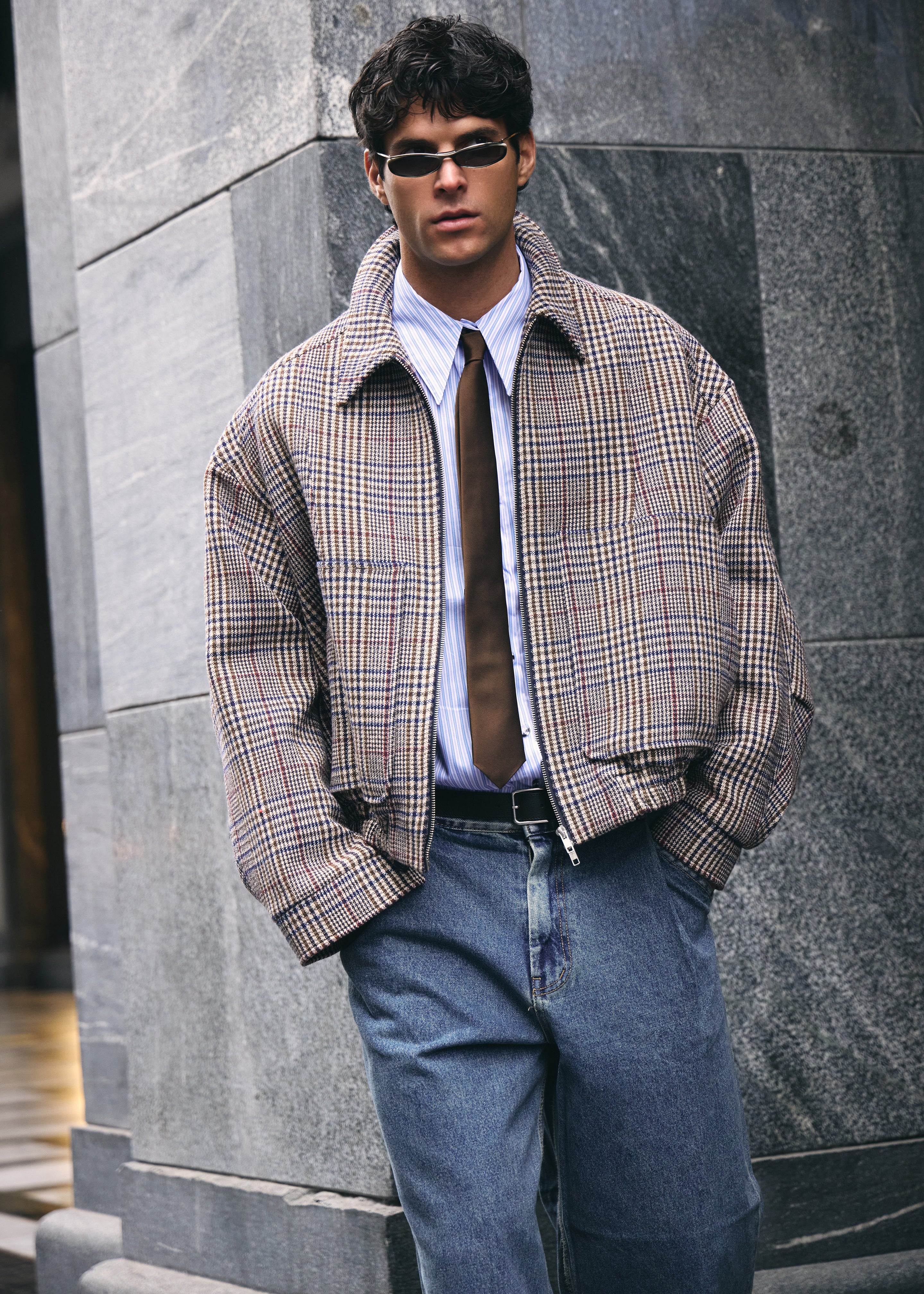 Felix Wool Jacket - Beige Glen Plaid - 5