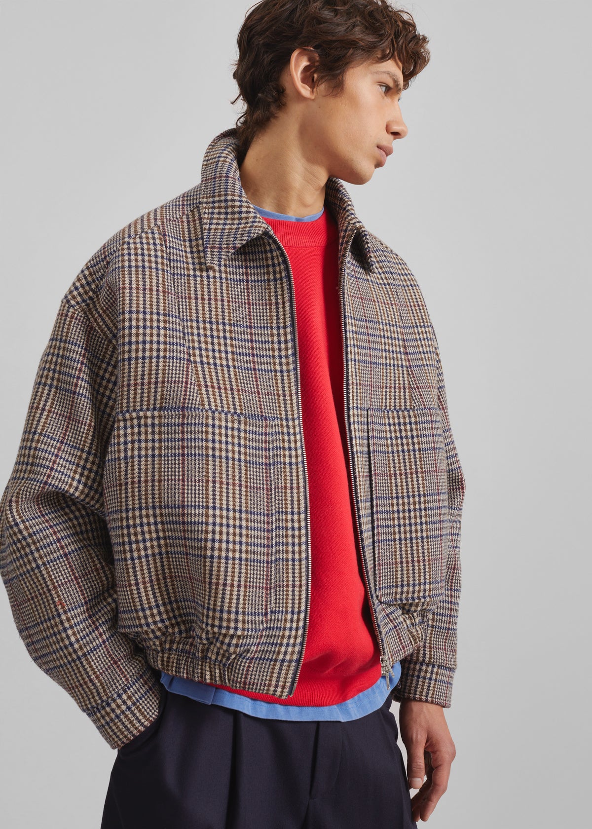 Felix Wool Jacket - Beige Glen Plaid - 2