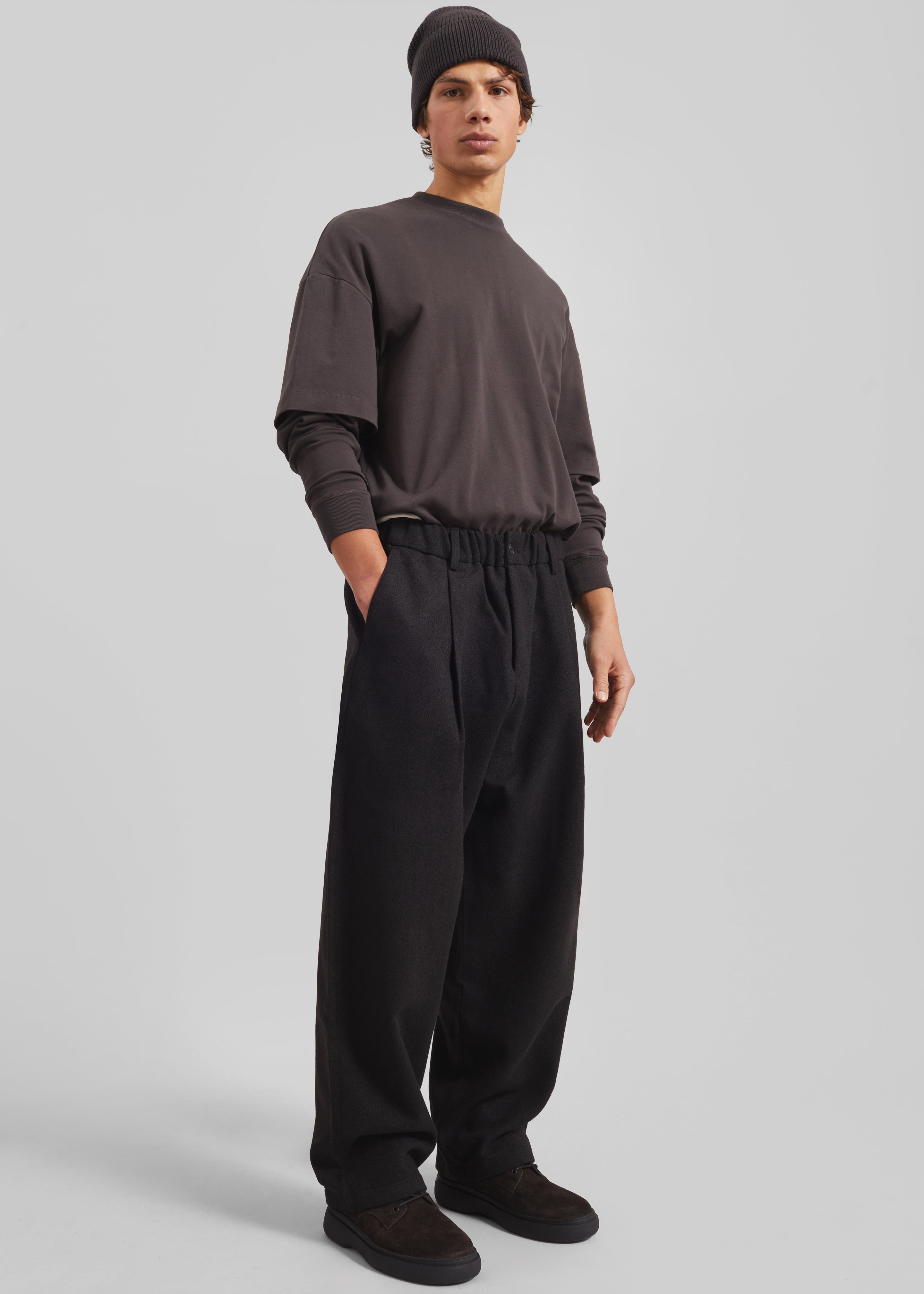 Felix Wool Blend Trousers - Black - 4