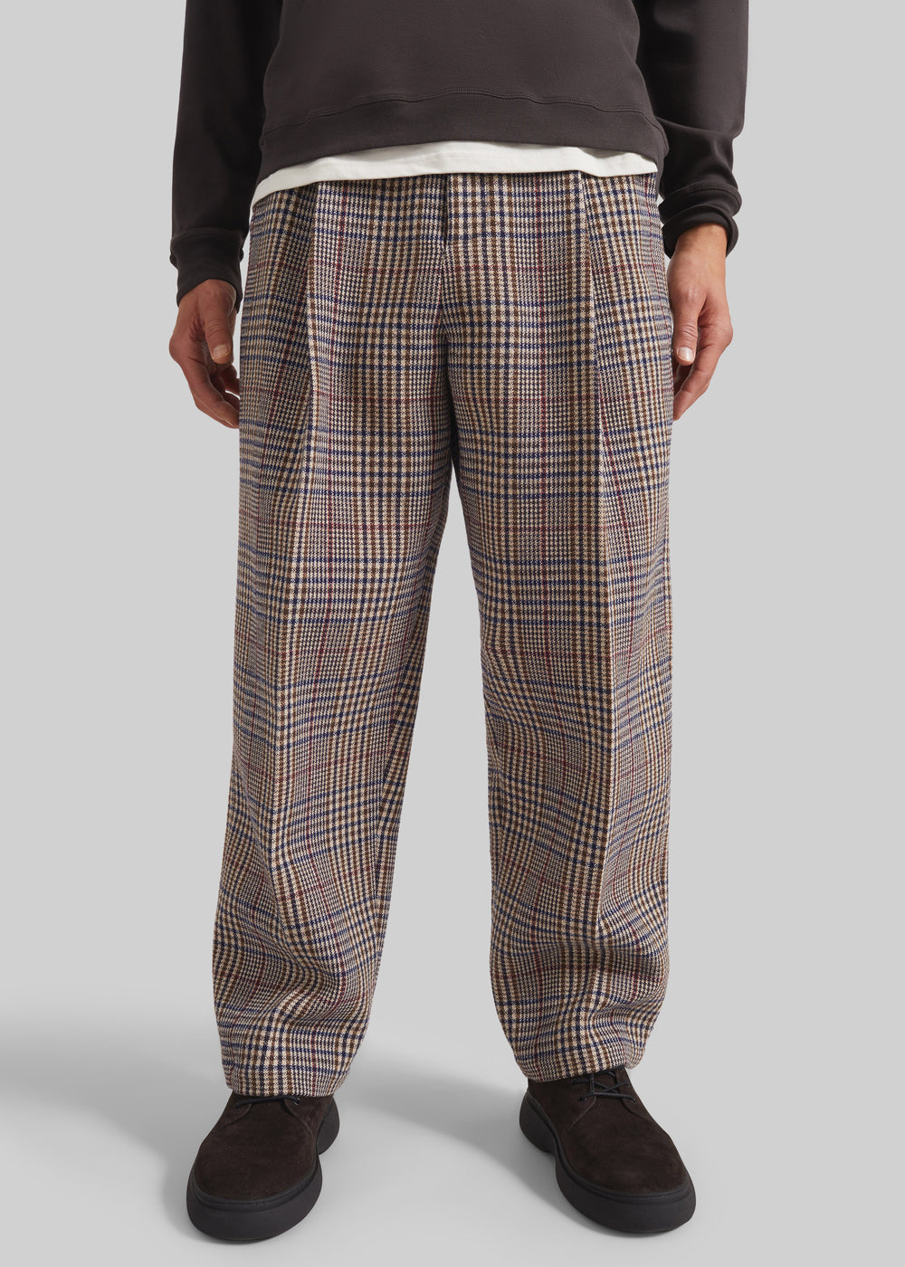 Felix Wool Trousers - Beige Glen Plaid - 1