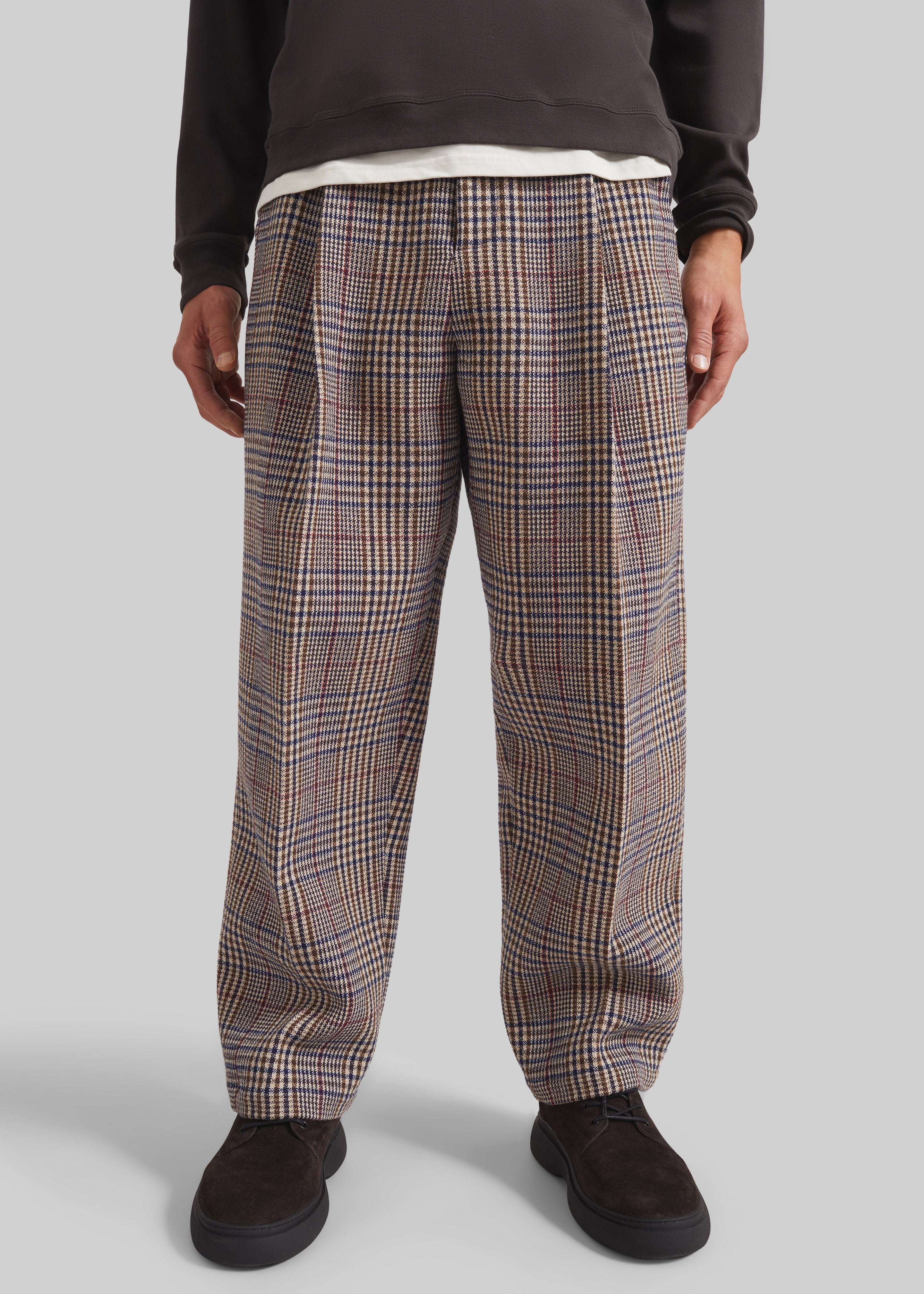 Felix Wool Trousers - Beige Glen Plaid - 2