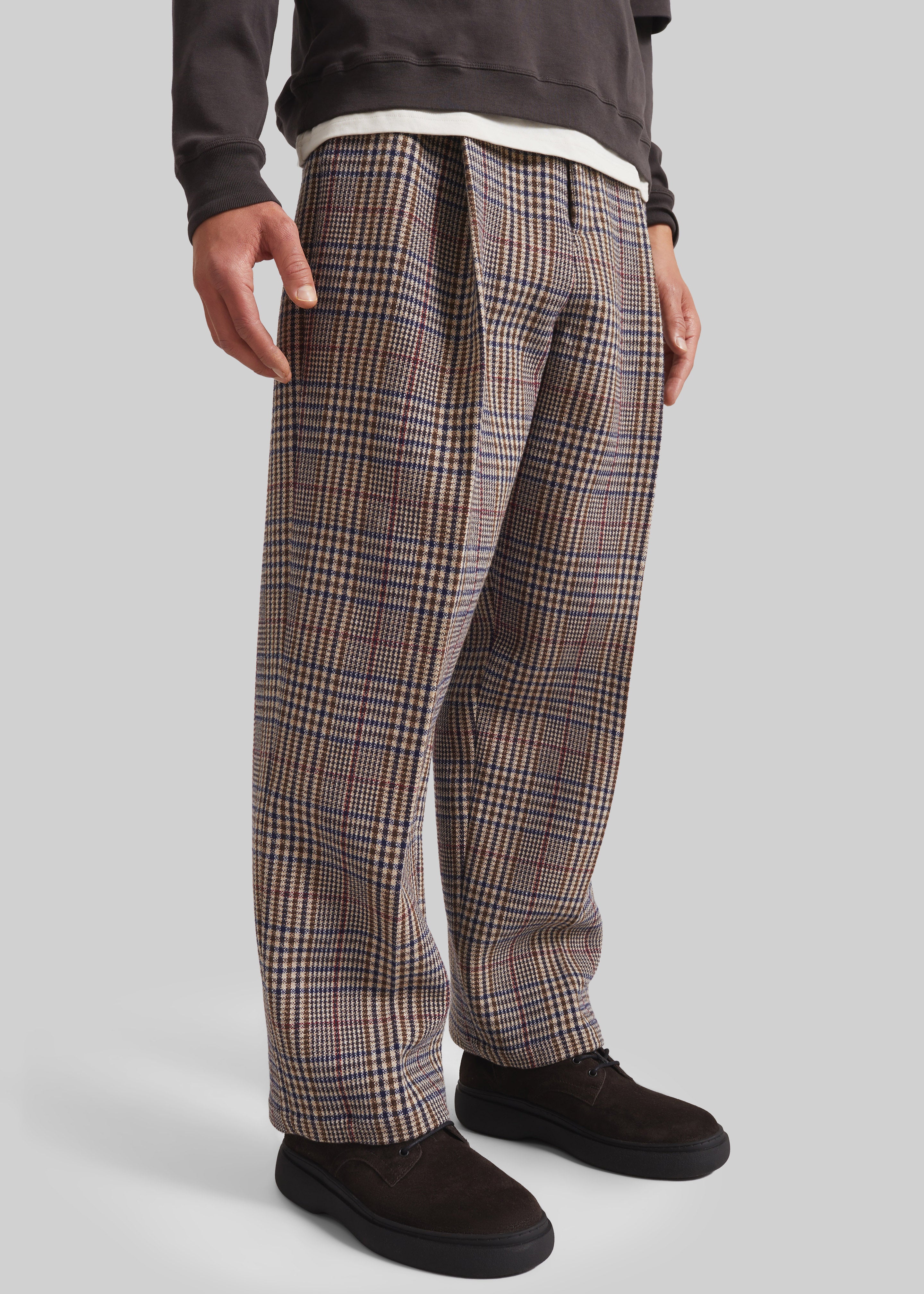 Felix Wool Trousers - Beige Glen Plaid - 5