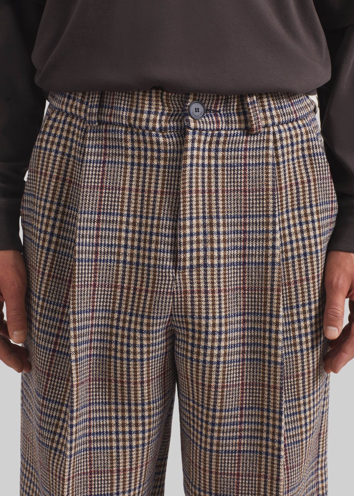 Felix Wool Trousers - Beige Glen Plaid - 3