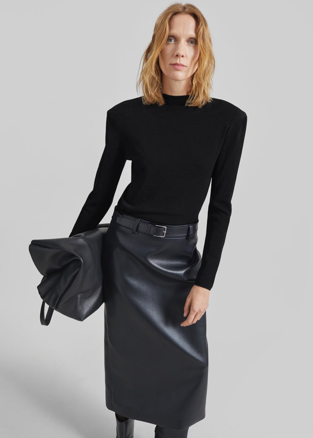 Fenna Knit Padded Sweater - Black