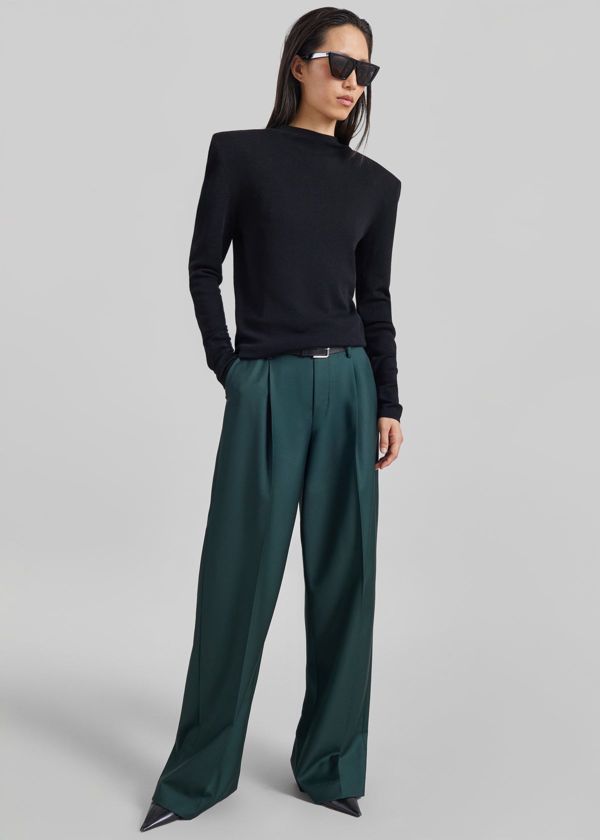 Fenna Knit Padded Sweater - Black