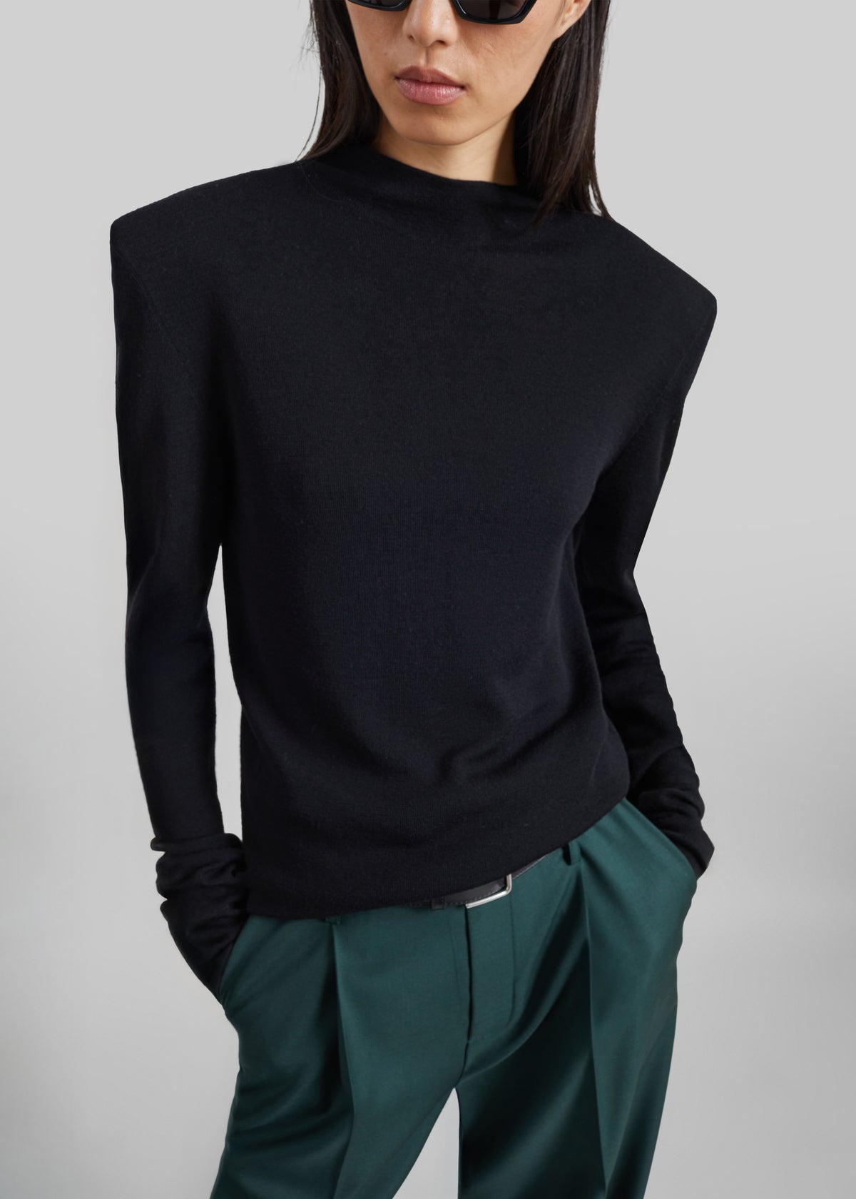 Fenna Knit Padded Sweater - Black