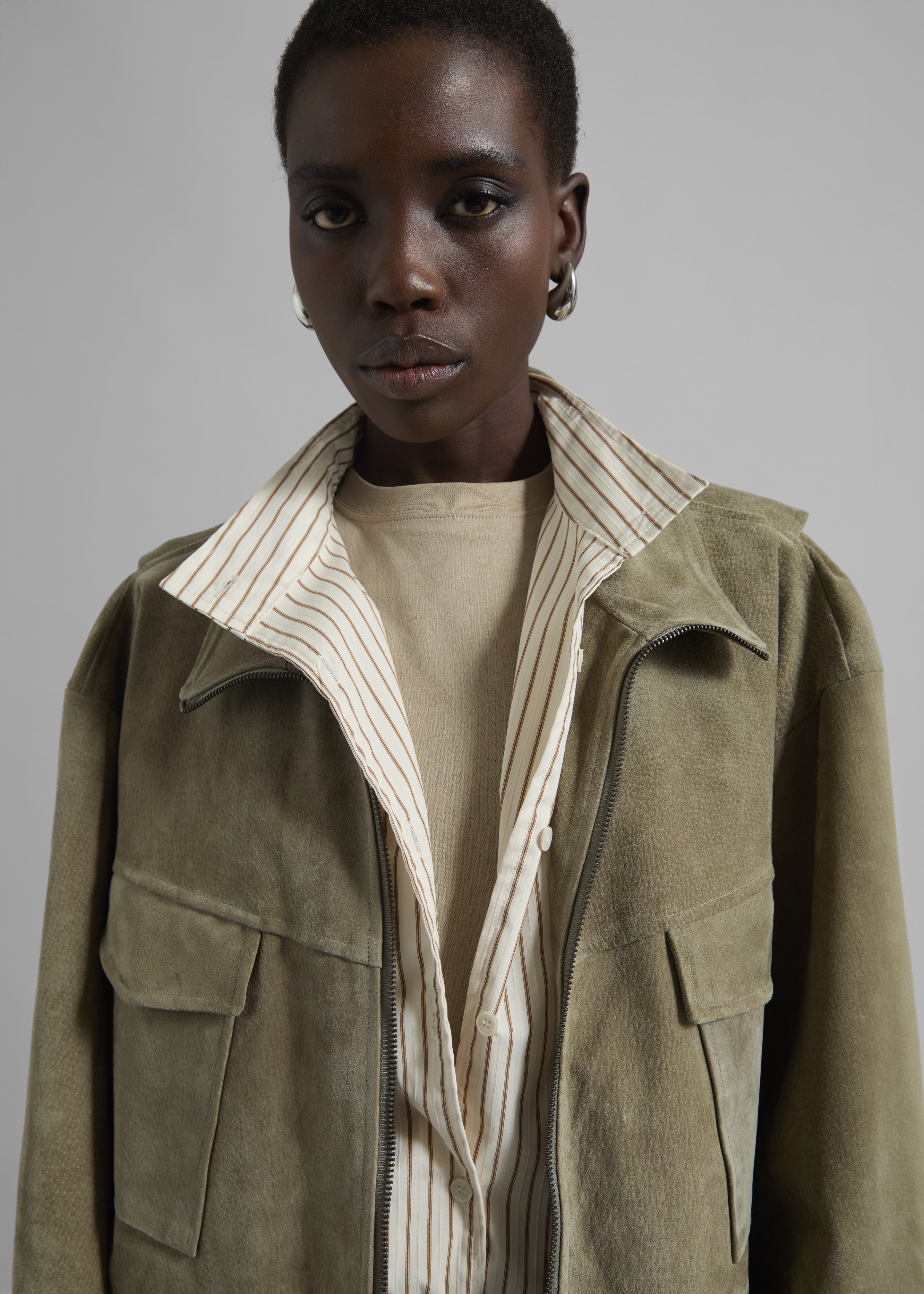 harapeco 商店　Color Suede blouson Green harapeco 商店 Color Suede blouson Green Color Suede blouson-25SS