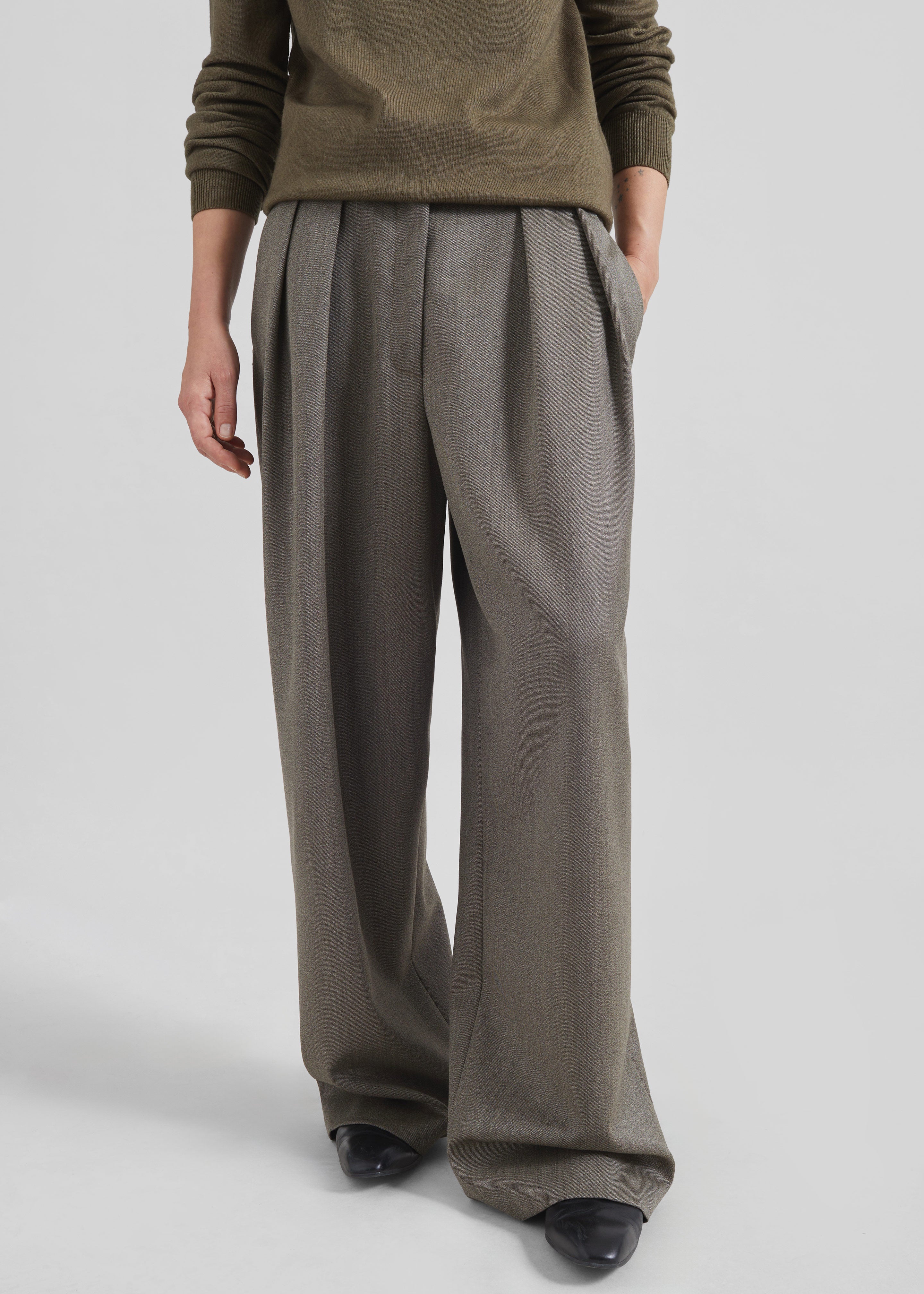 Finn Wool Elastic Pants - Beige Melange - 2
