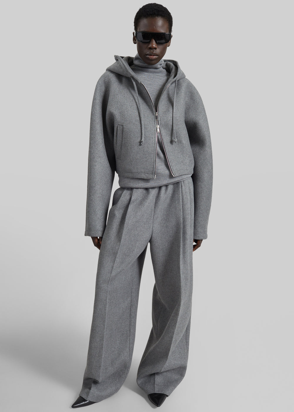 Finn Elastic Pleated Pants - Grey Melange