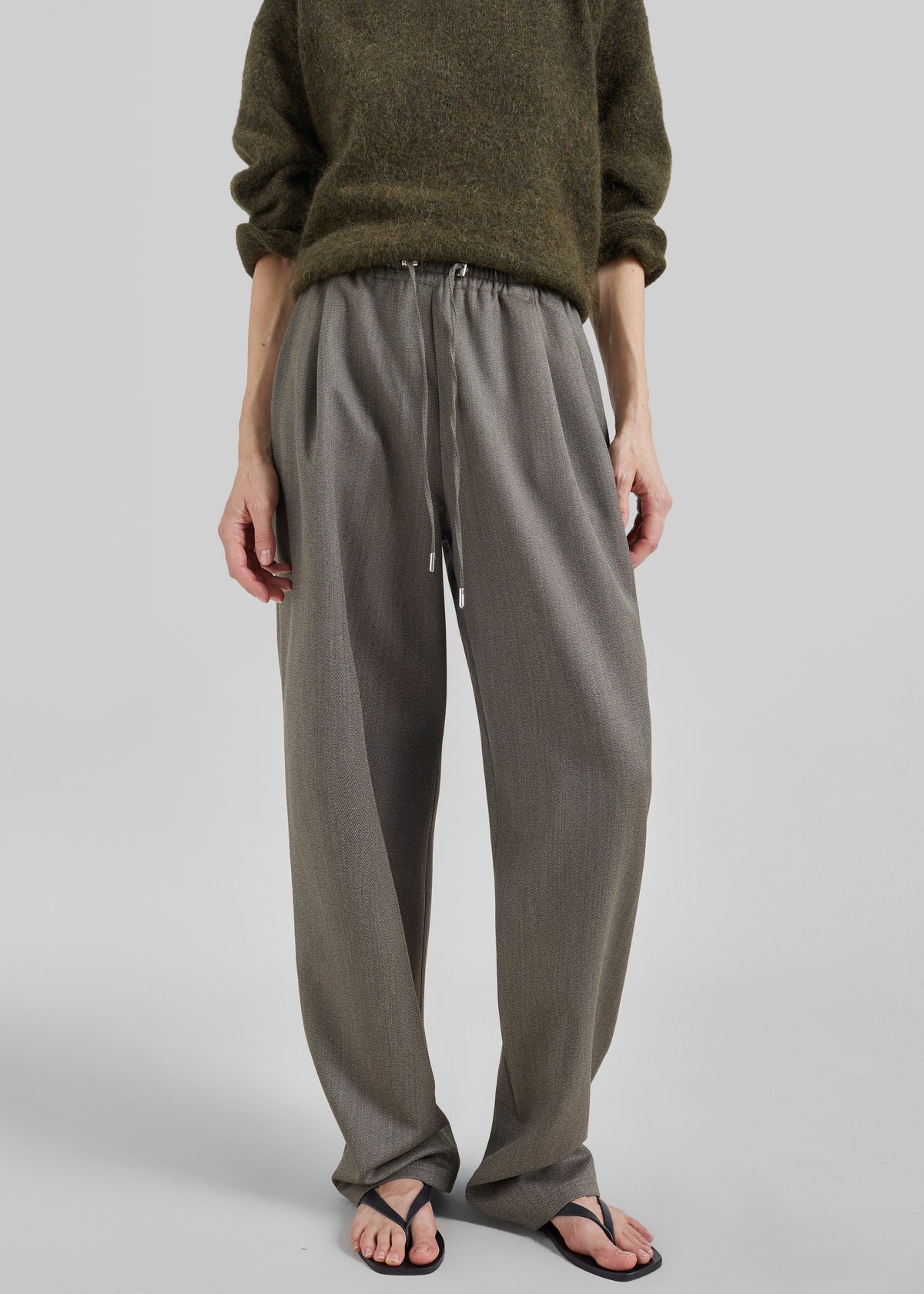Finn Wool Elastic Pants - Beige Melange